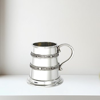 Quarter Pint Double Celtic Bands Pewter Baby Mug