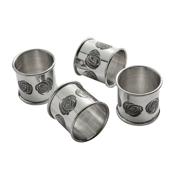 Set Of Four Charles Rennie Mackintosh Pewter Napkin Rings