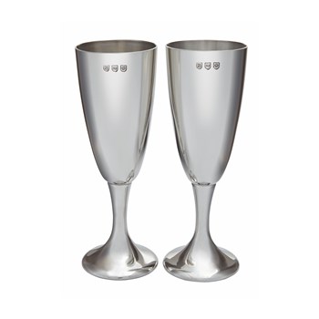 Pair Of Polished Pewter Celebration Flutes
