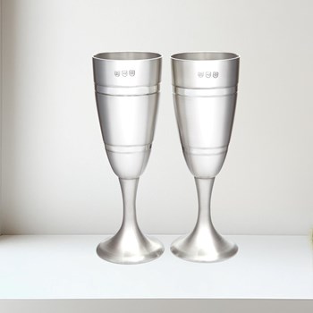Pair of Grooved Pewter Celebration Flutes
