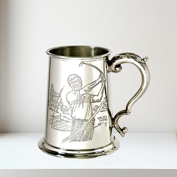 Golf Scene One Pint Pewter Tankard