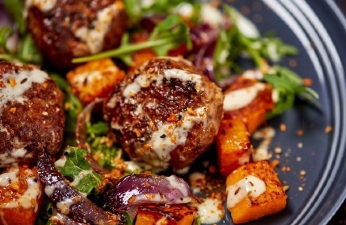 Lamb & Oat Rissoles with Tahini Sauce & Beetroot Salad | White's Oats