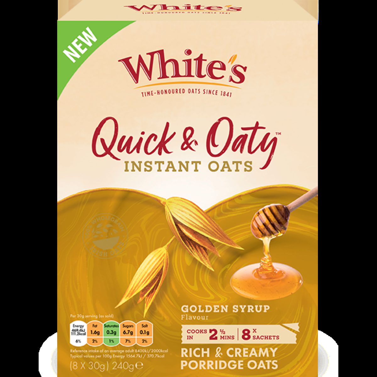 Quick & Oaty Instant Oats Golden Syrup White's Oats