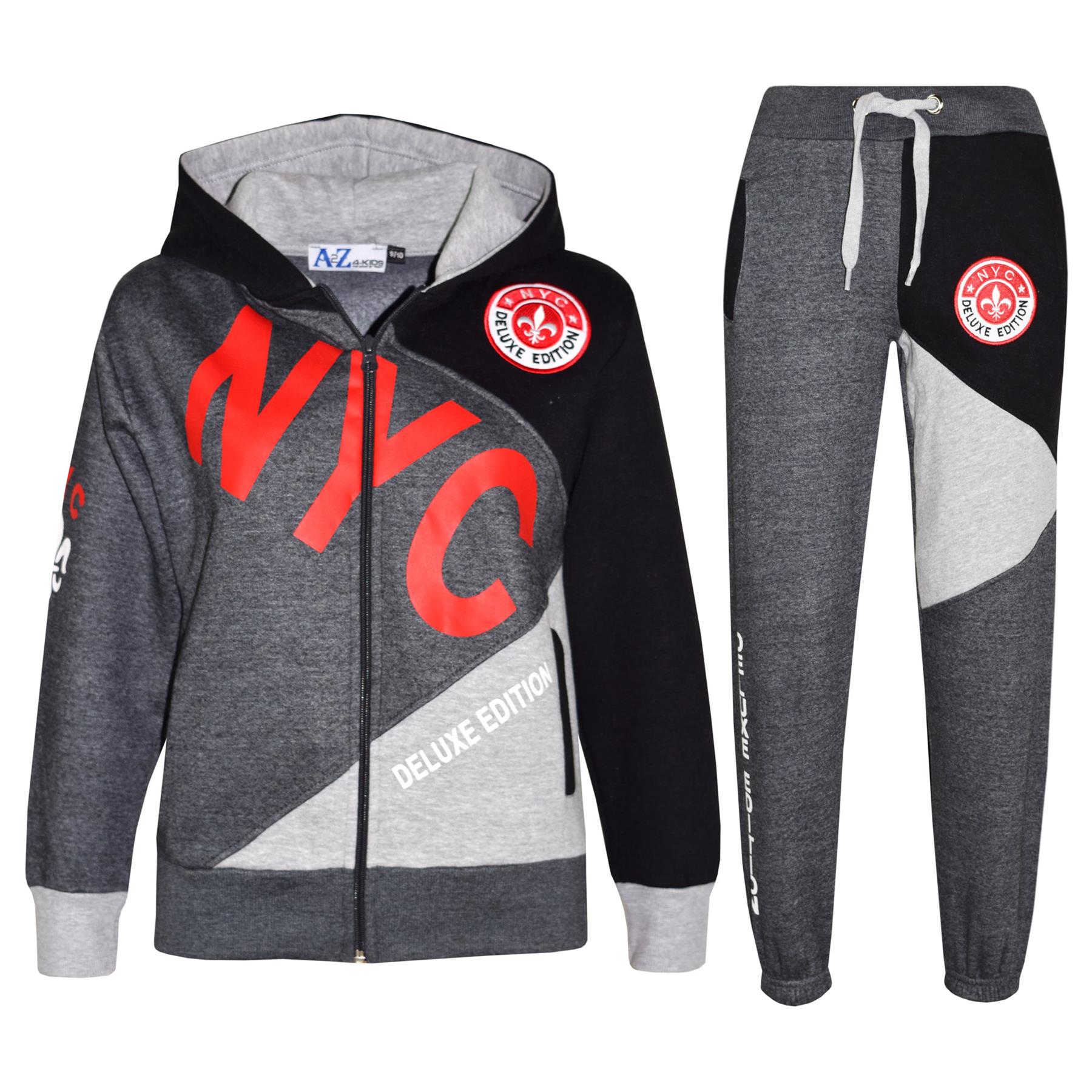 a2z4kids Kids Boys Tracksuit NYC DLX Project Print Hoodie /& Bottom Jog Suit Age 7-13 Year