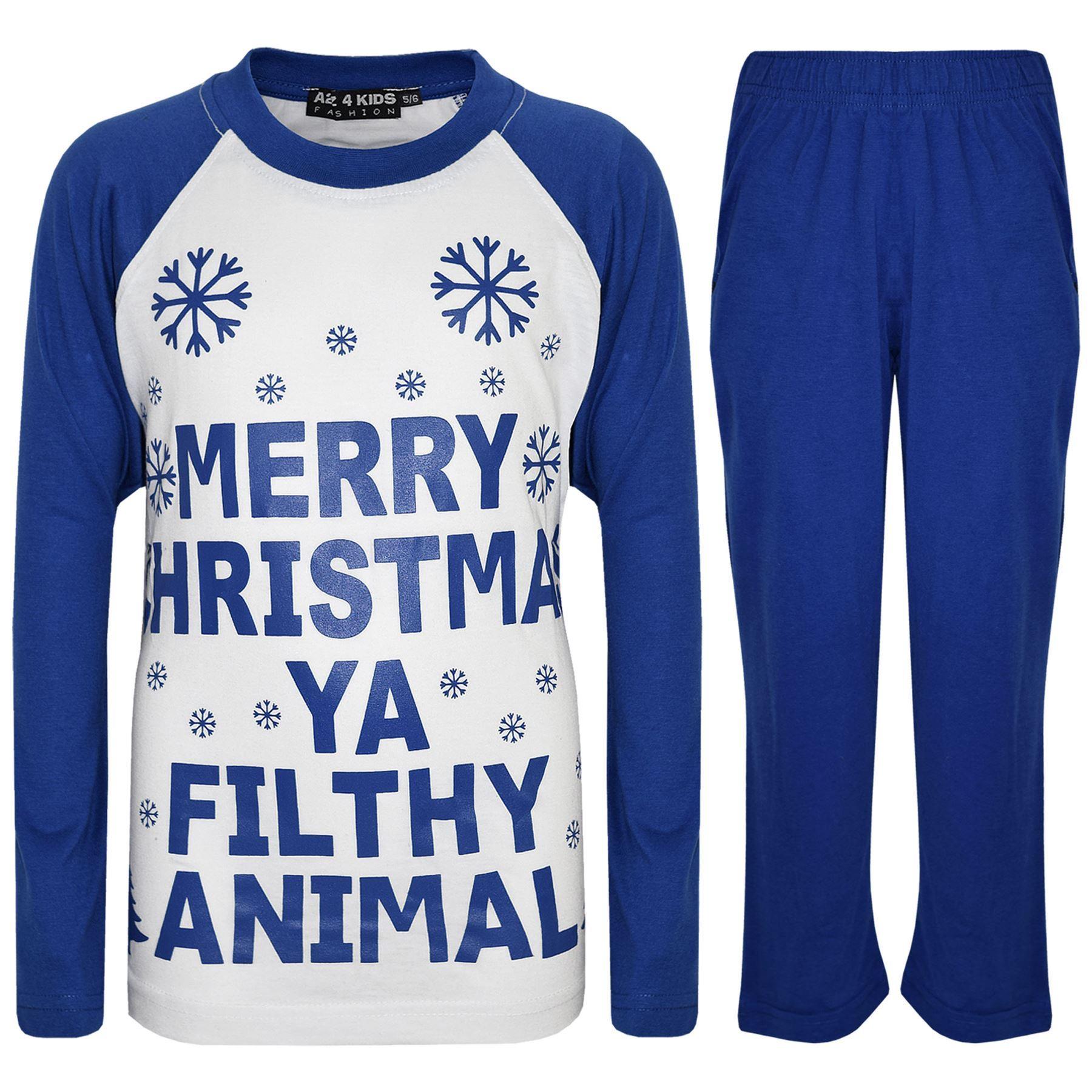 Bambini Ragazzi Pigiama Designer Ya Filthy Animale Reale Natale 2-1 blu