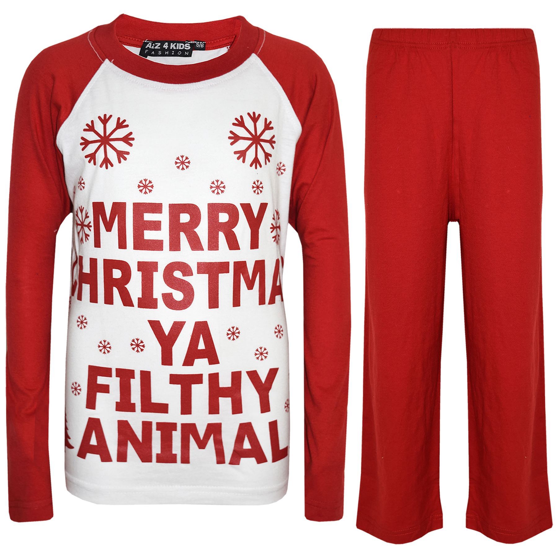Bambini Ragazzi Pigiama di Design Ya Filthy Animale Natale 2-13 Anni rosso