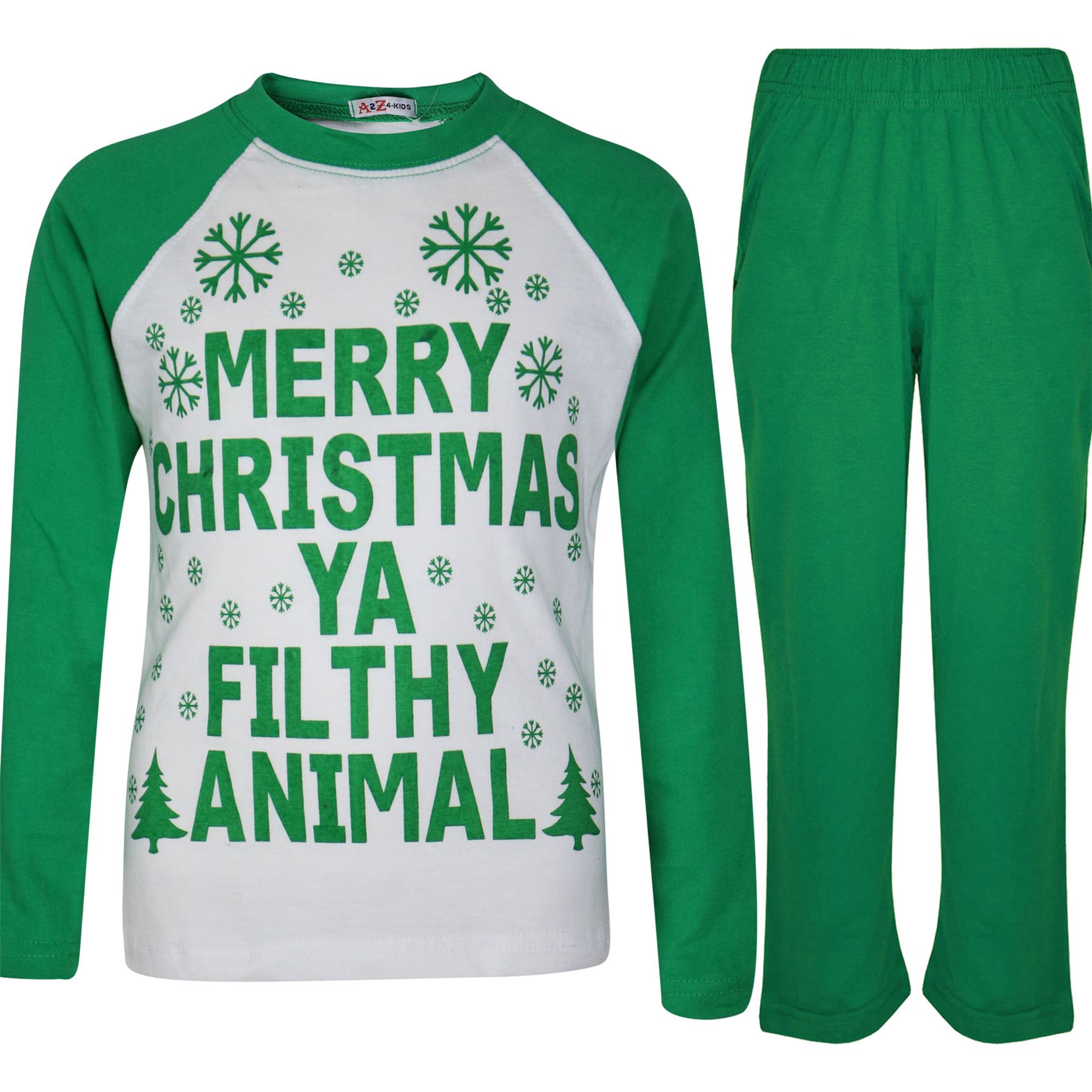 Bambini Ragazzi Pigiama Designer Ya Filthy Animale Natale 2-13 Anni verde