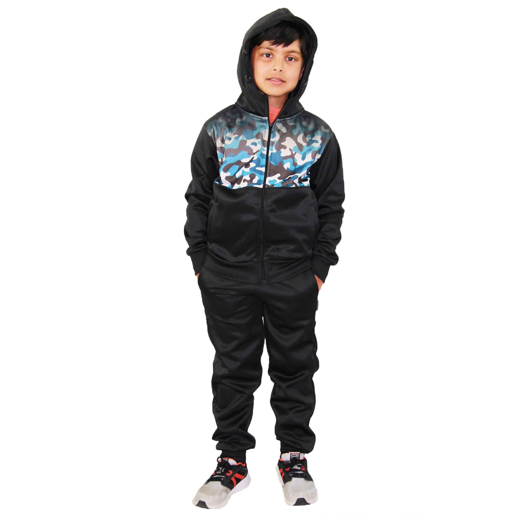 Bambini Ragazzi Tuta Camouflage Pannelli Top & Fondo Jogging Abiti con cappuccio