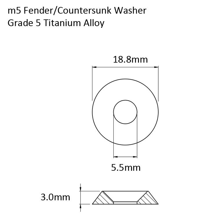M5 M6 M8 a Testa Svasata Titanio FENDER Rondella Ti gr5 CNC Garantita a Vita