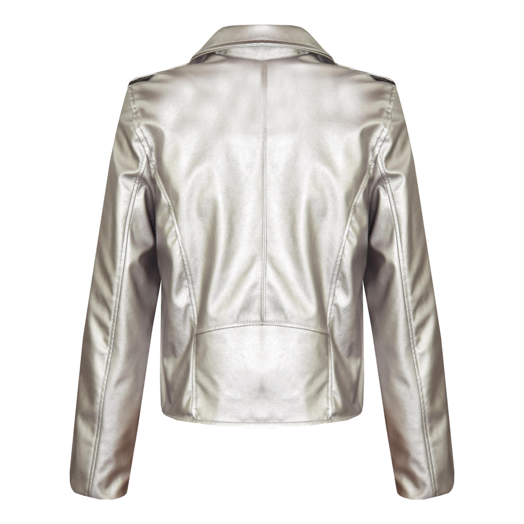 metallic faux leather jacket
