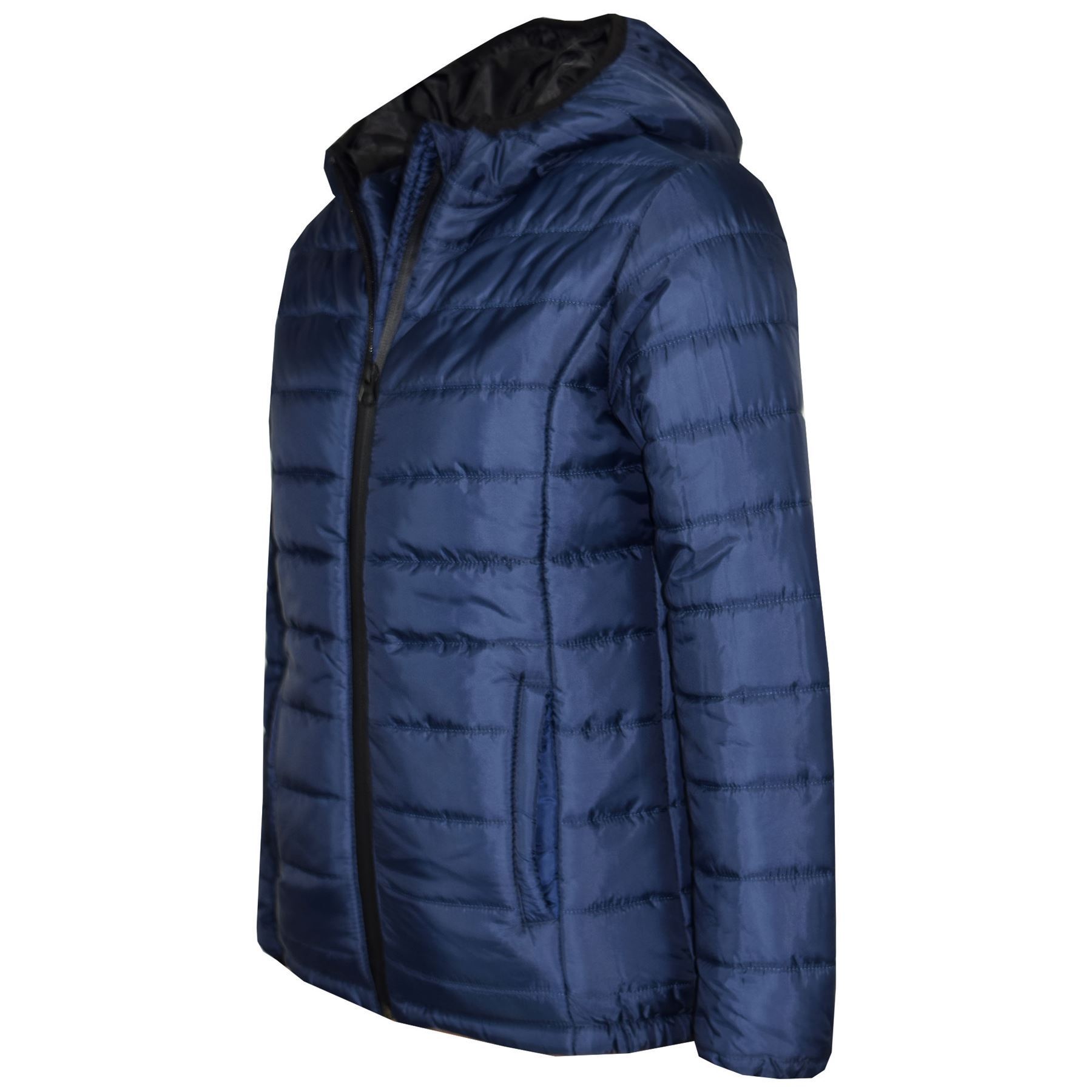 Bambini Giacche Ragazzi Cappuccio Piumino Imbottito Caldo Spesso Navy Scuola Zip