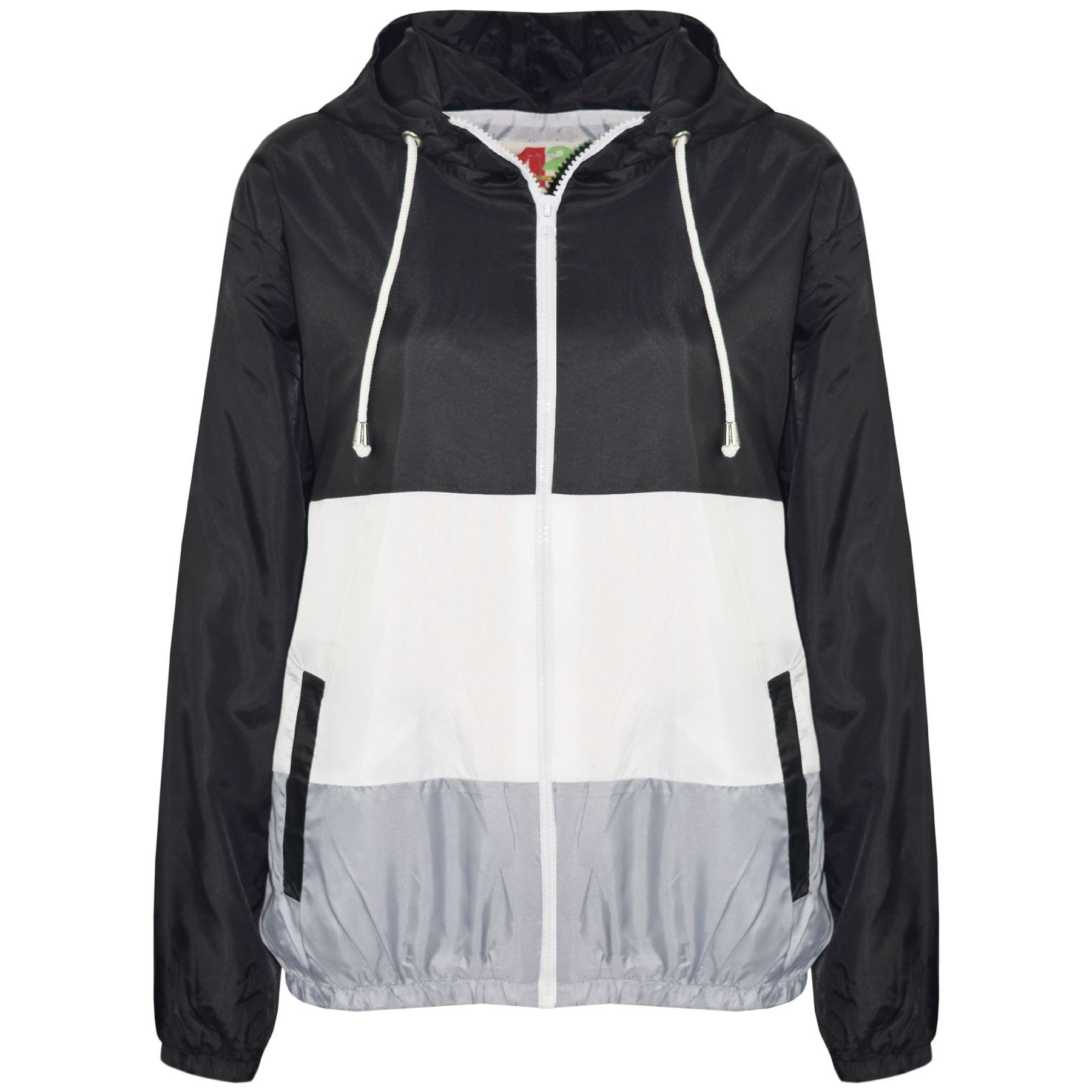 Bambine Ragazzi Giacca a Vento Contrasto Pannello Rainmac con cappuccio nero