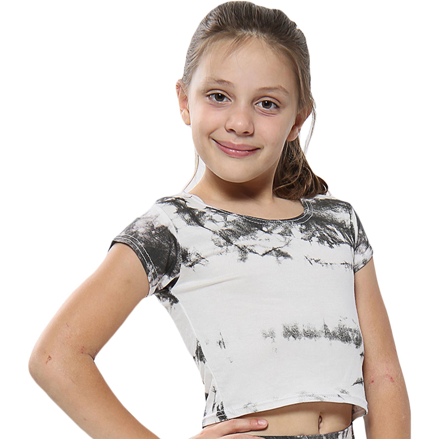 Top Bambina Bambini Top Stampa Grigio Fahsion Trendy T Shirt Top Corto 5-13 Anno