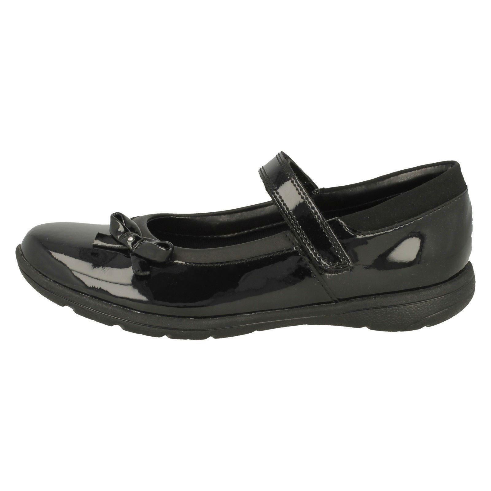 Girls Clarks Hook & Loop Bow School Shoes 'Venture Star' Girls Clarks Hook & Loop Bow School Shoes 'Venture Star'