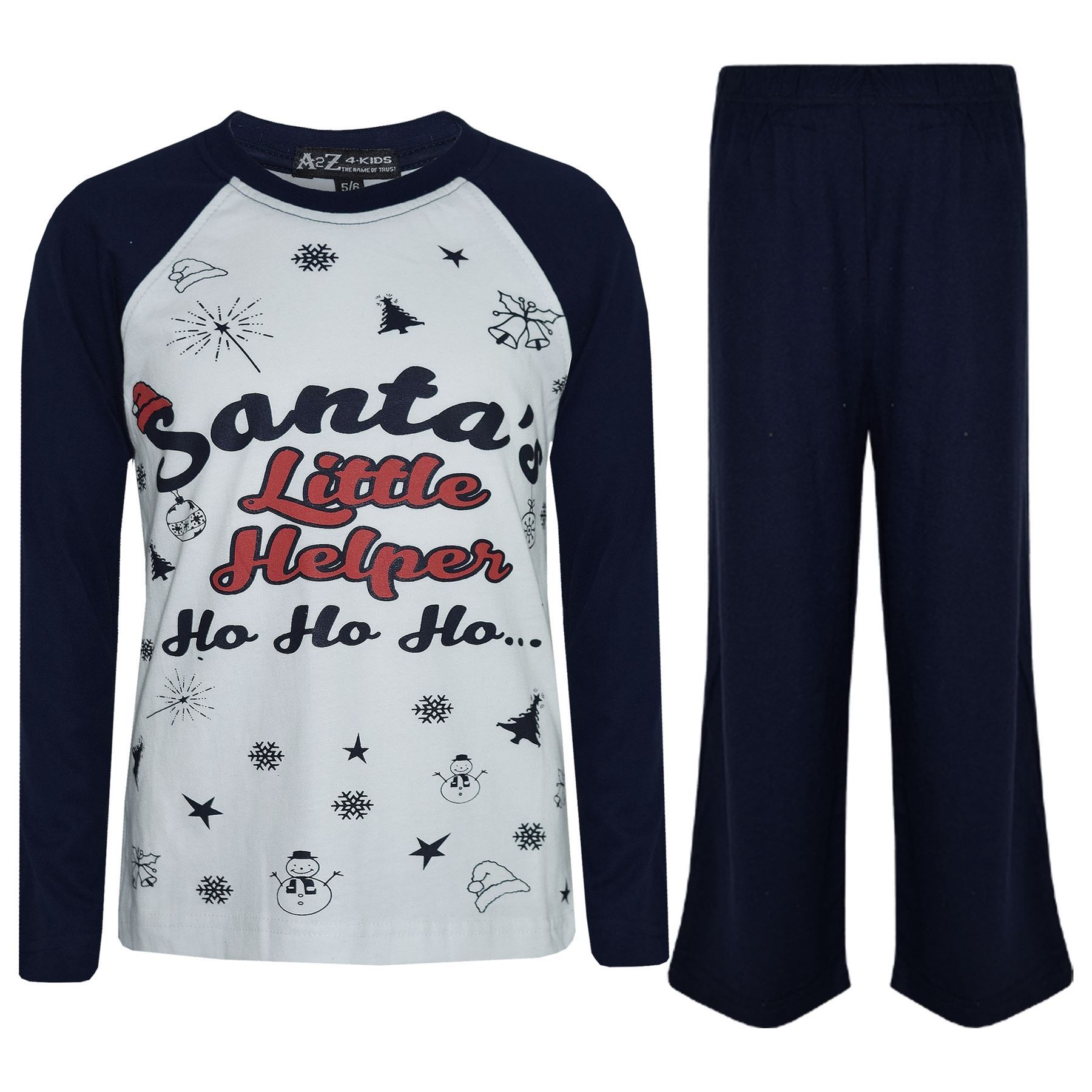 Bambine Ragazzi Pigiama Santas Piccolo Aiutante Moda Colore Cotrast Set 5-13