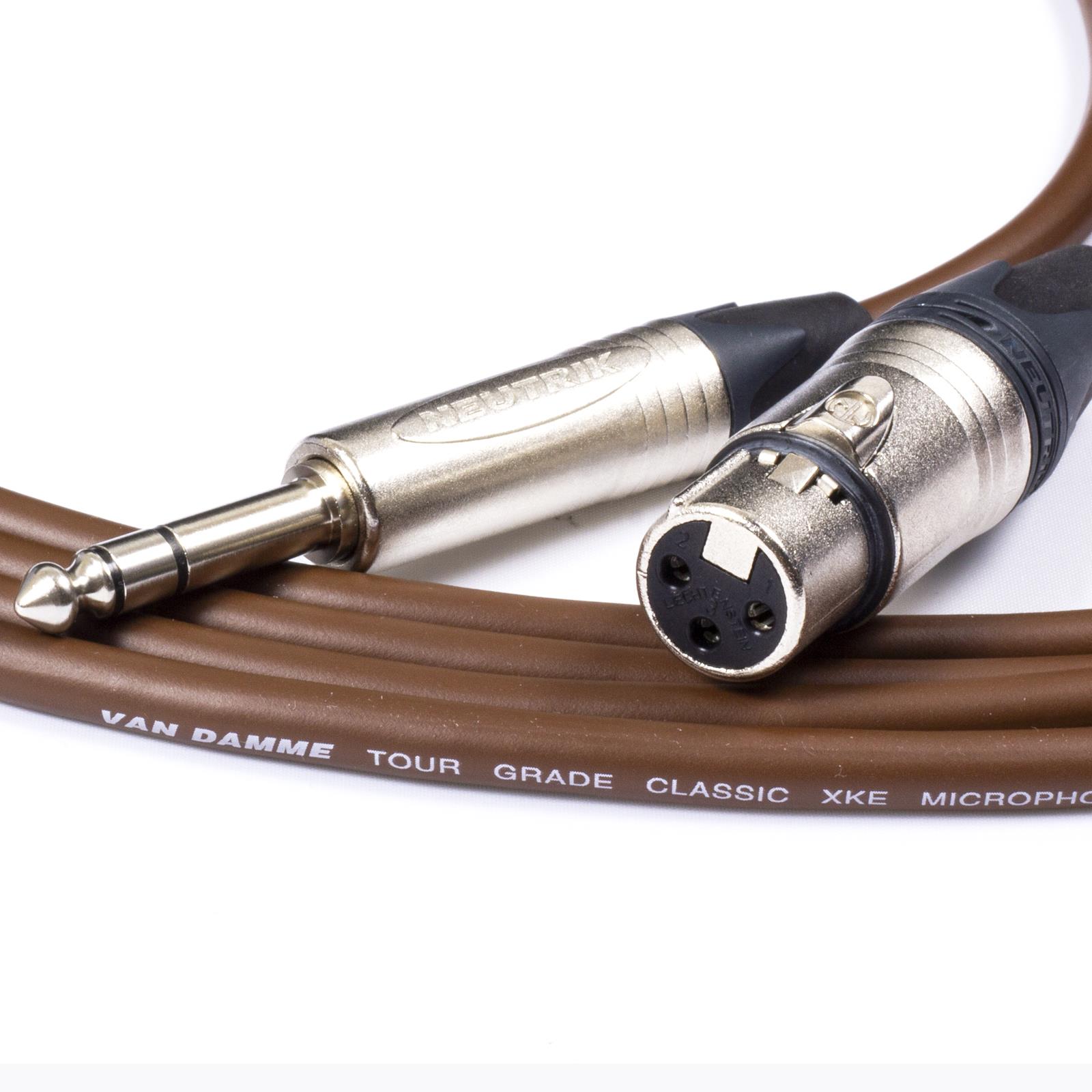 Female XLR to ¼ TRS Jack Lead. Balanced Van Damme Mic Cable. Short 10m