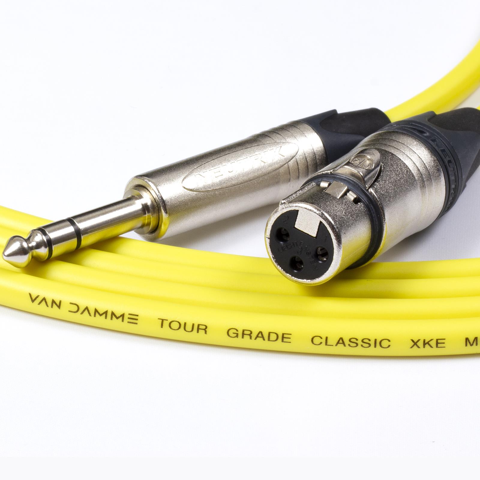 Female XLR to ¼ TRS Jack Lead. Balanced Van Damme Mic Cable. Short 10m