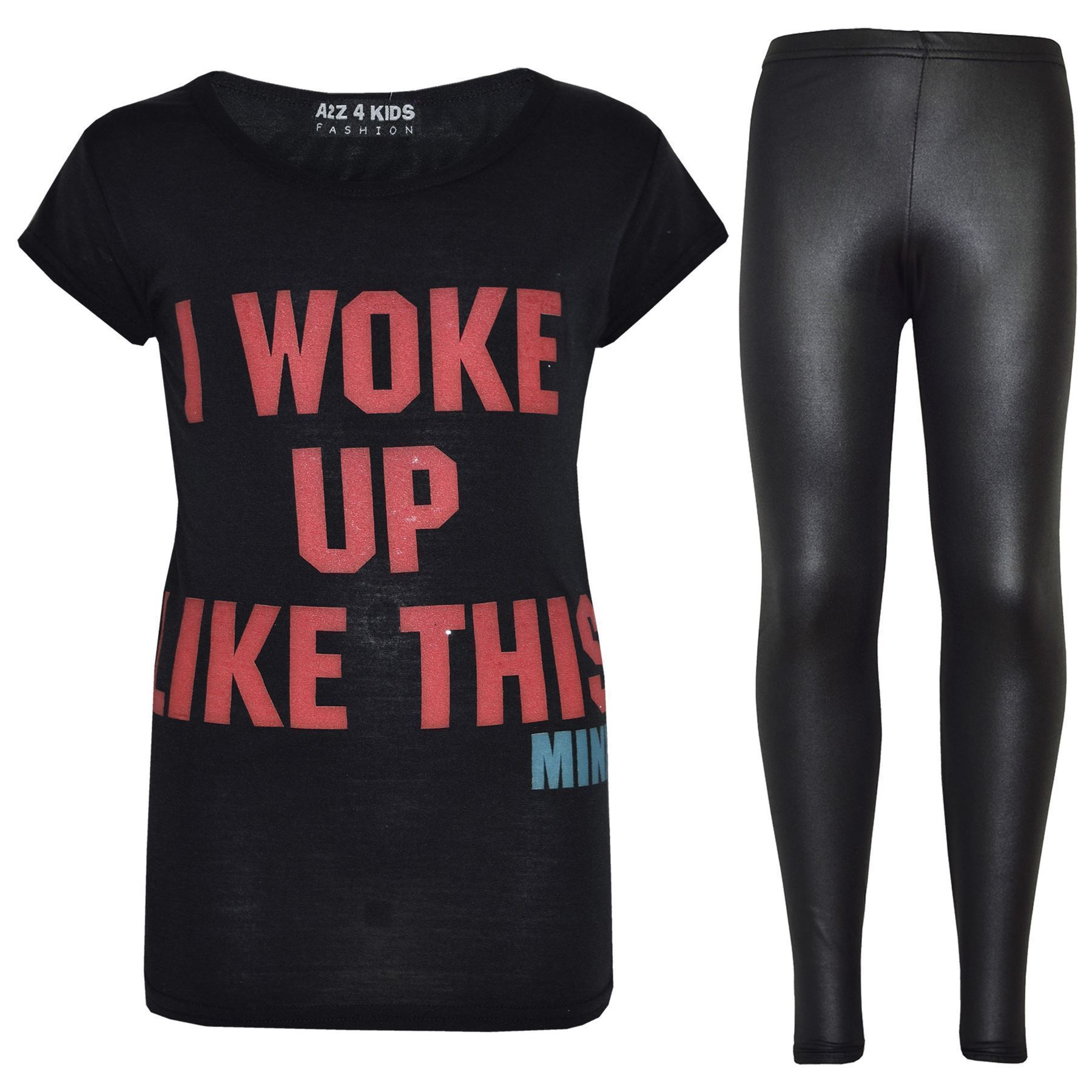 Top di Design I Si Svegliò Up T Shirt & Moda Set Leggings Età 7-13 Anno bambina