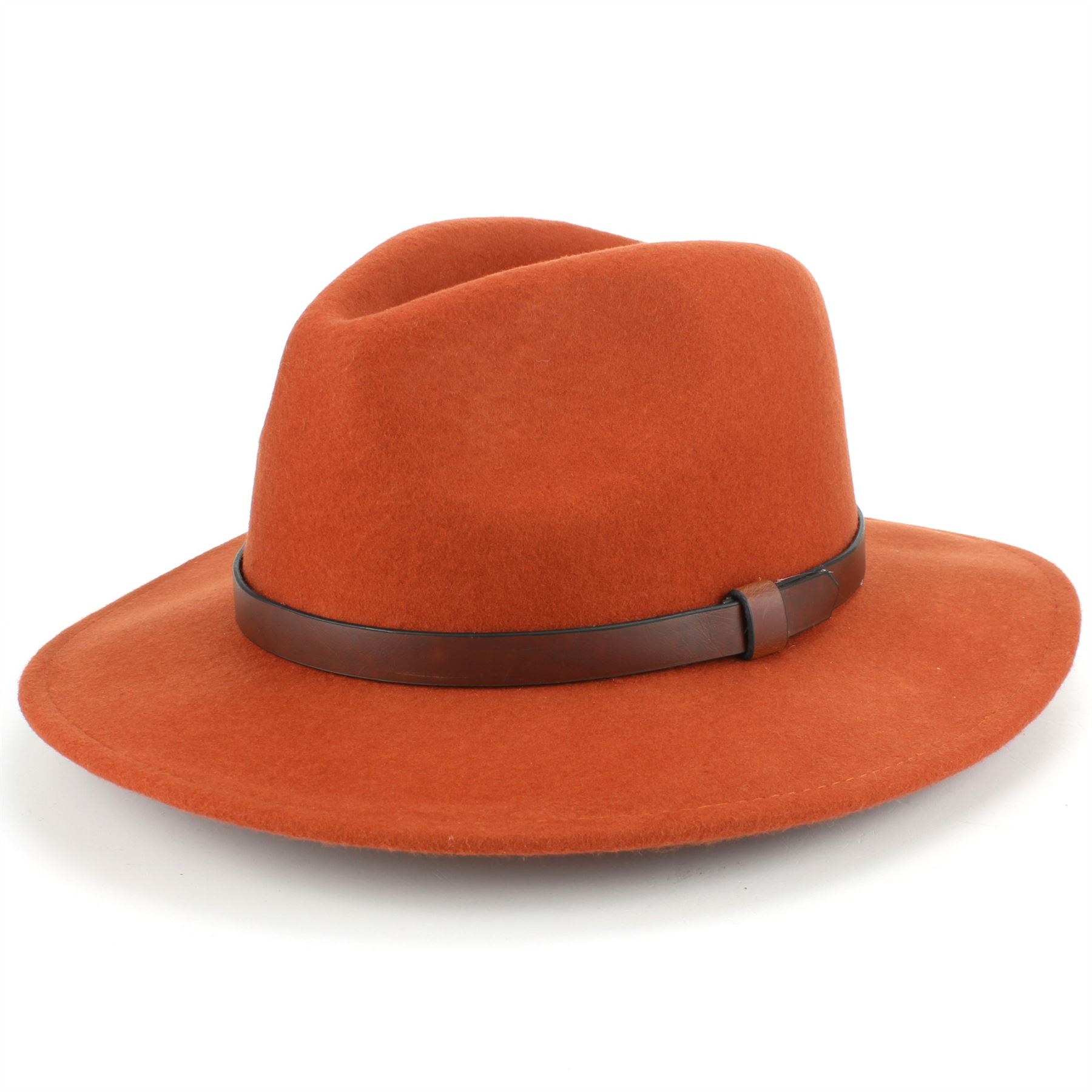 Cappello Fedora Lana Feltro Piuma Fascia di Donna Uomo Viaggio con Falda