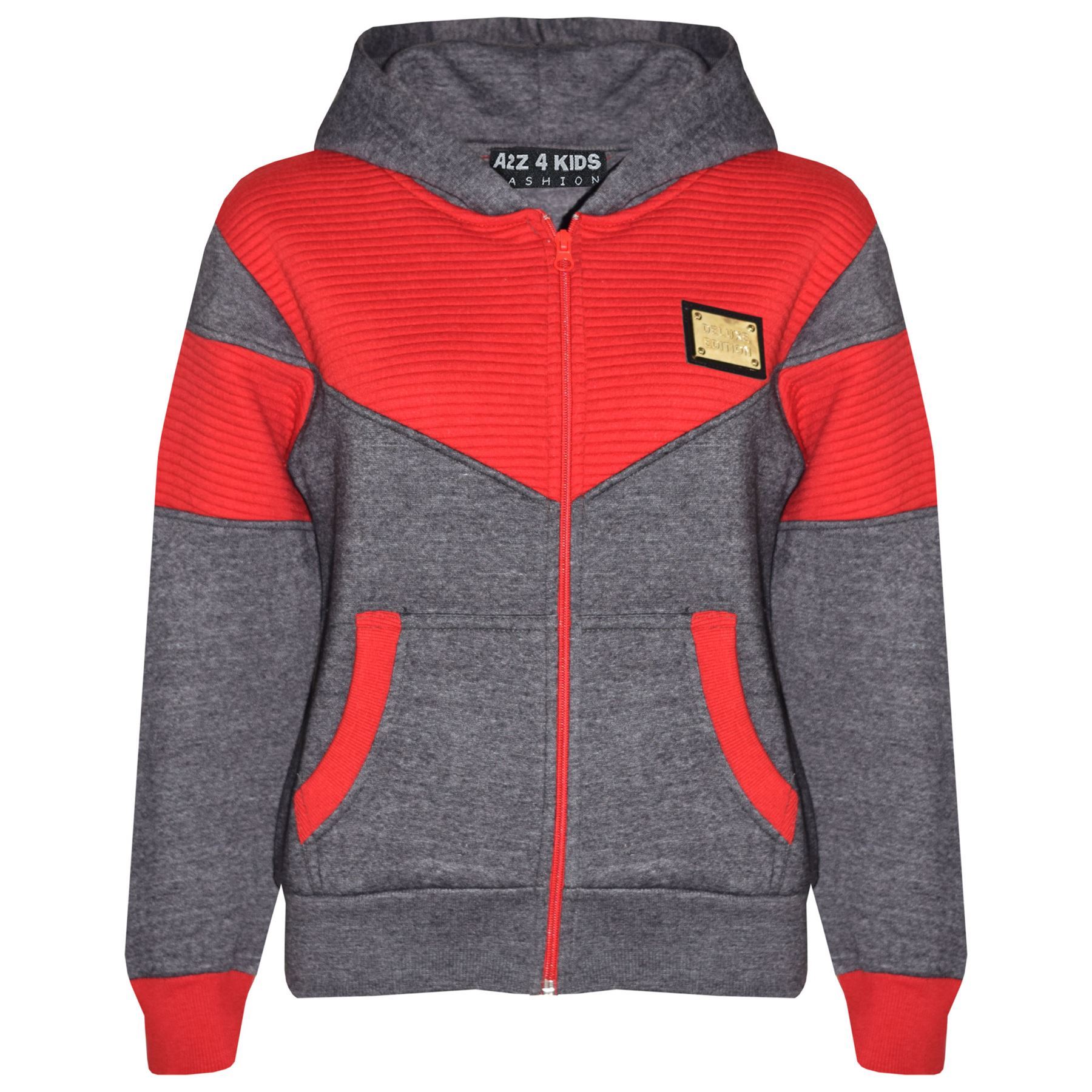 Jungen Mädchen Sportanzug Kinder Deluxe Edition mit Badge Kapuzenpulli Hosen