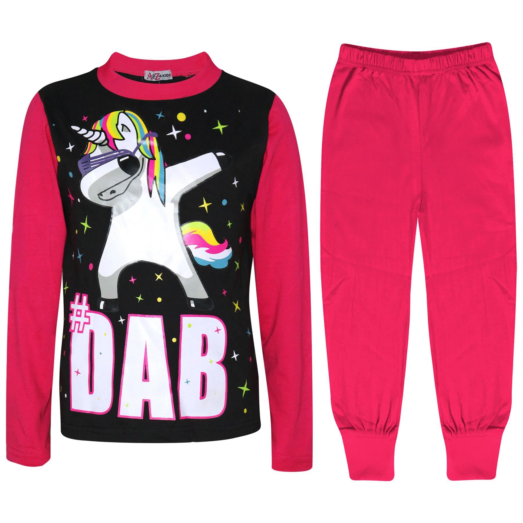Bambine Dabbing Unicorn DAB Floss Pigiama Tute Piagiami 5-13 rosa