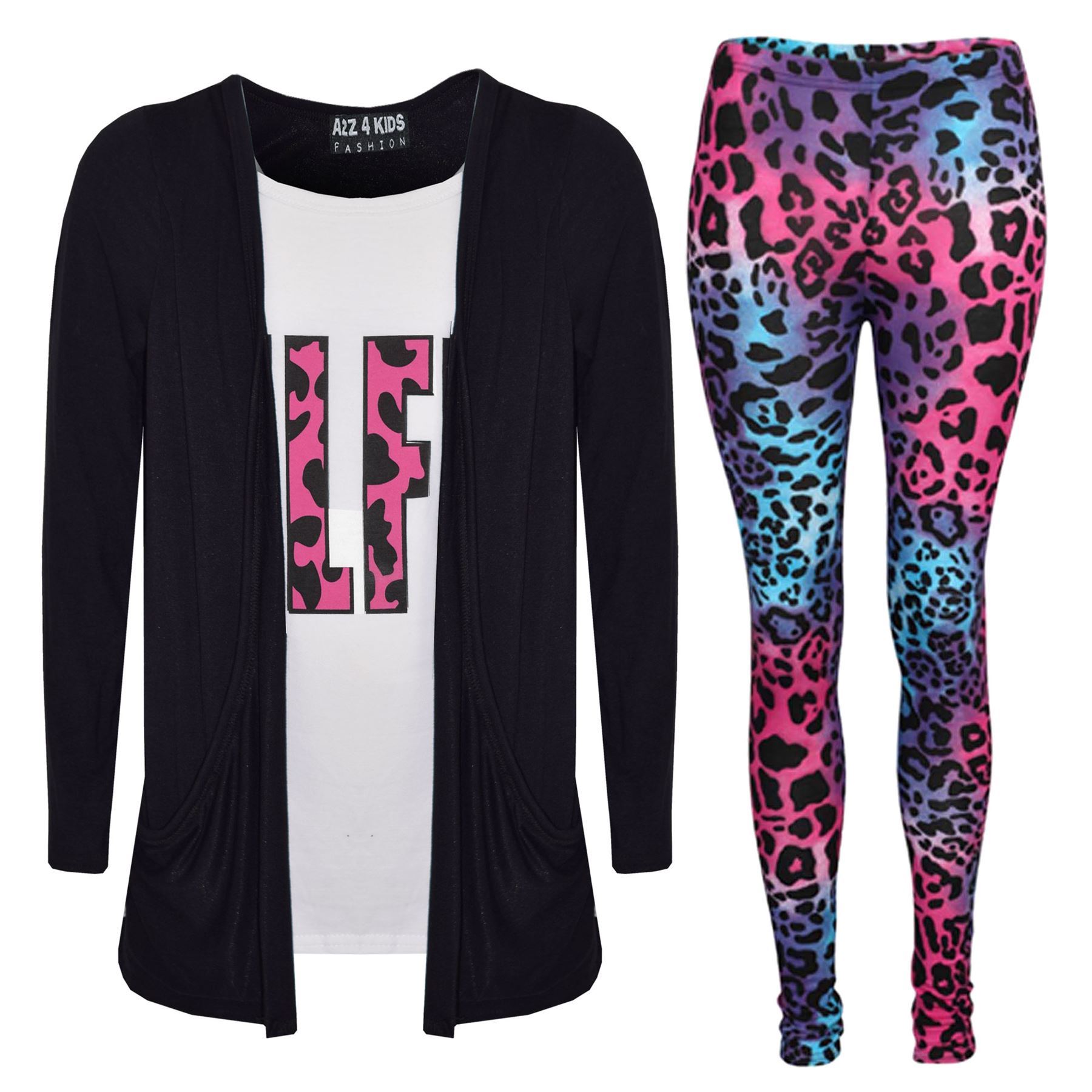 Top Bambini Selfie Stampa Moda Cardigan & Moda Set Leggings 7-13 Anni bambina