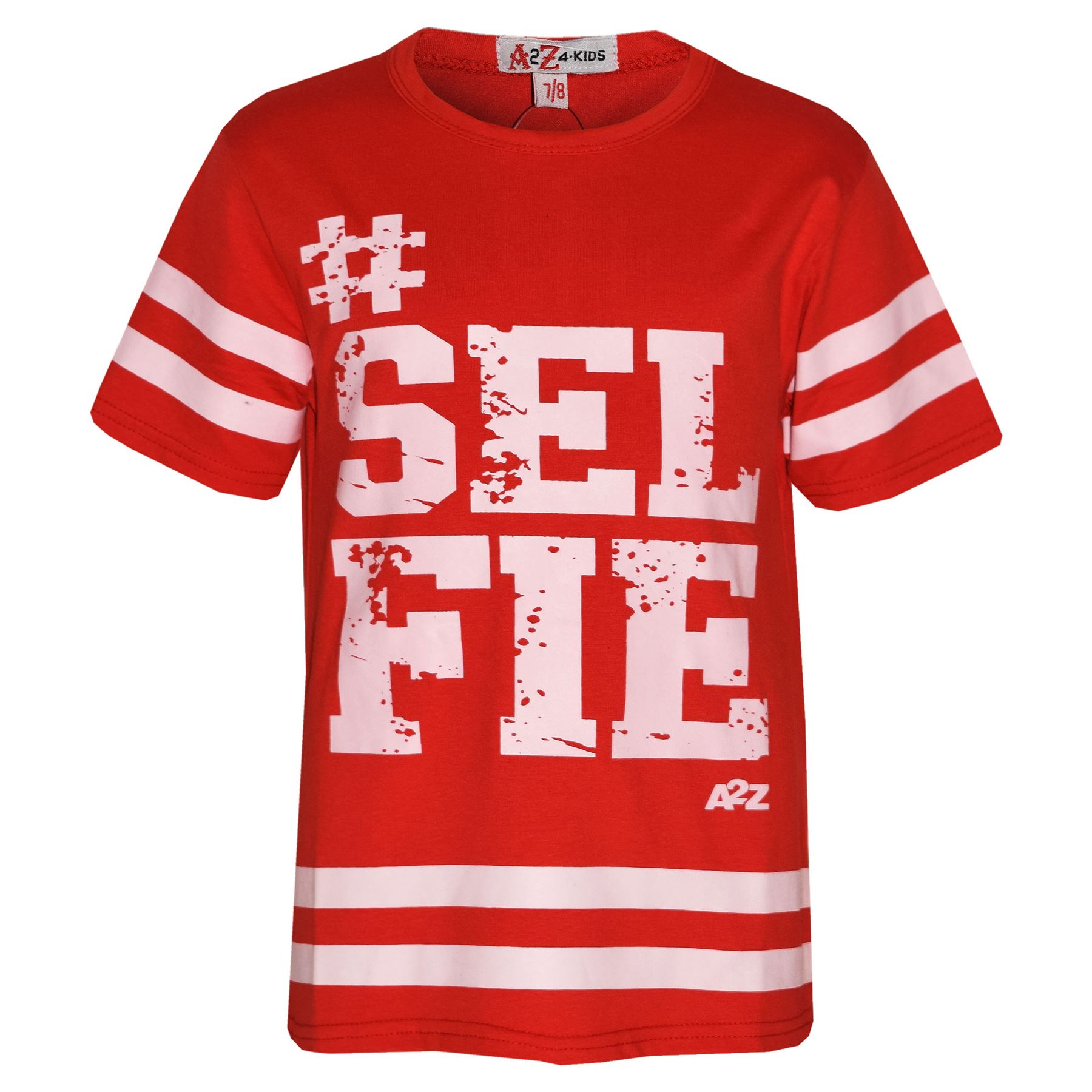 Top Bambina di Design Selfie Stampa Rosso Baseball Americano T Shirt 7-13
