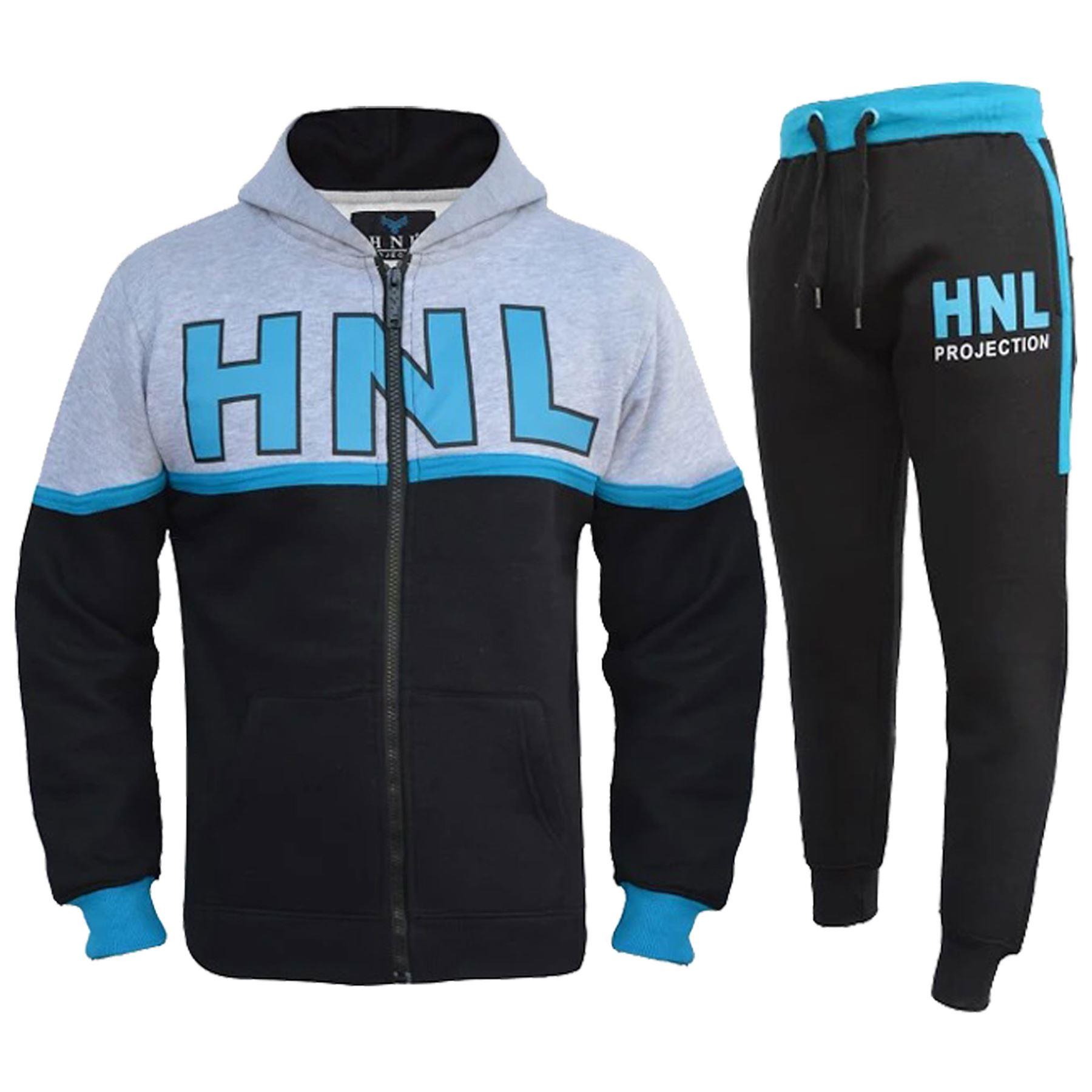 Bambini Ragazzi Yoga Tuta Hnl Zip Top Fondo Palestra Indossare da Jogging nero