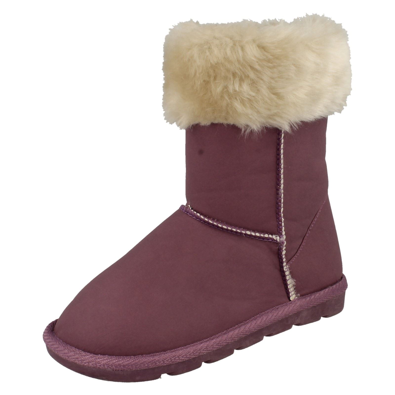 Ragazze Bordo IN Pelliccia Sintetica Stivali Casual