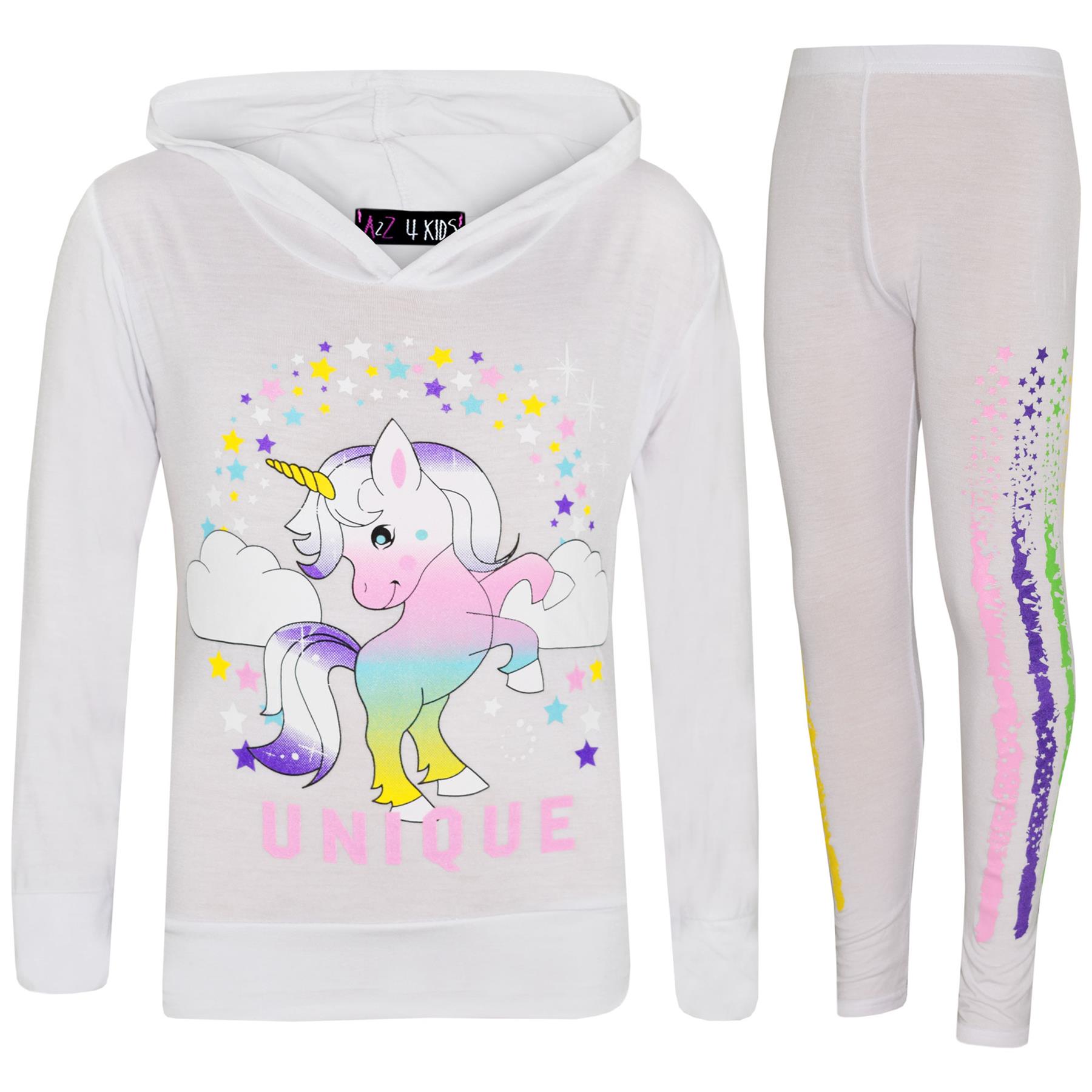 Bambine Dabbing Unicorn Unico Top & Set Leggings Floss con cappuccio rosa