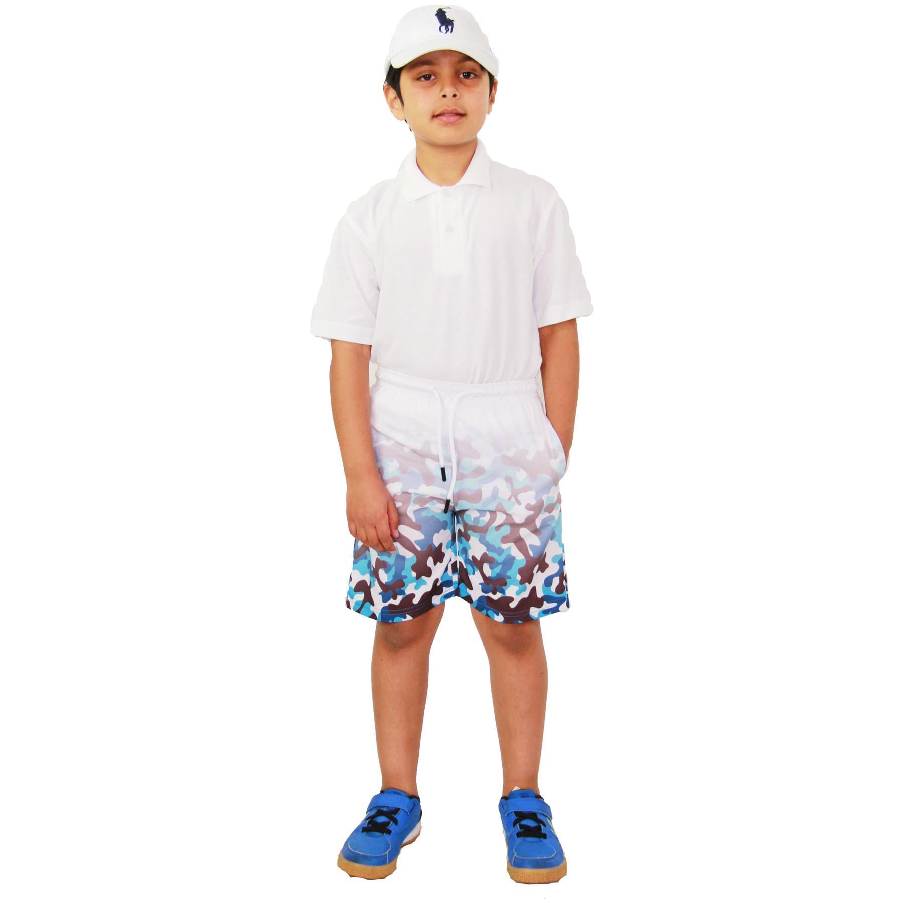 Bambini Ragazzi Pantaloncini Bicolore Camouflage Estate Chino Al ginocchio blu