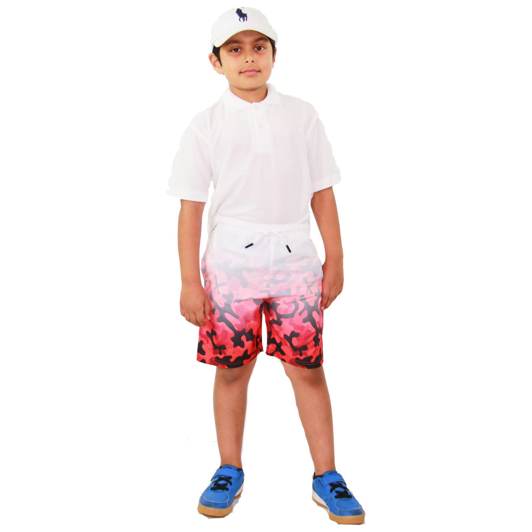 Bambini Ragazzi Bicolore Camouflage Pantaloni Estate ginocchio lungo corto rosso
