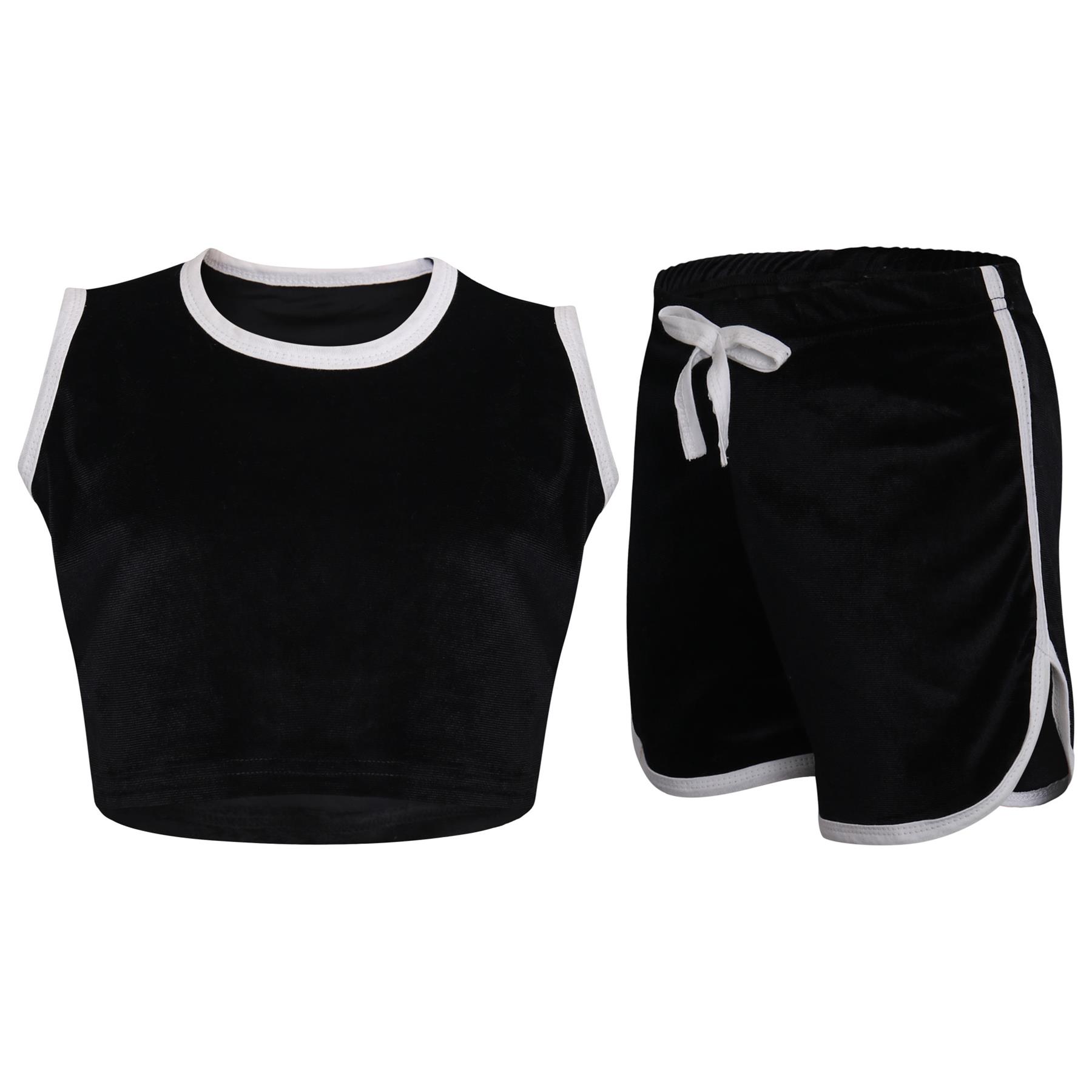 Bambine Set Pantaloncini Contrasto Registrato Top & Hot 5-13 corto velluto nero