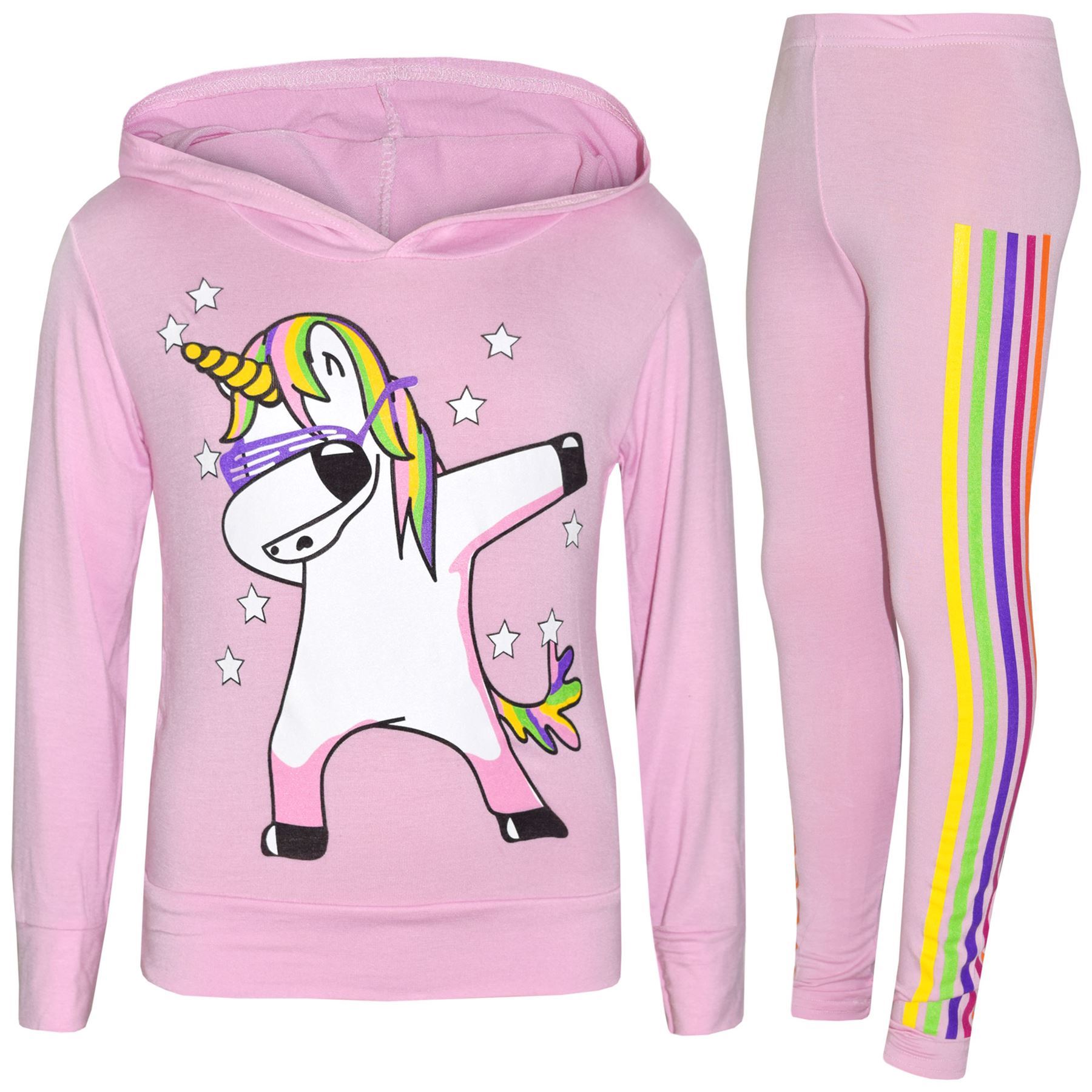 A2Z 4 Kids Bambini Ragazze Tute Rosa Progettista Dabbing Unicorn Arcobaleno Floss Cappuccio Top /& Legging Loungewear Set età 7-13 Anni