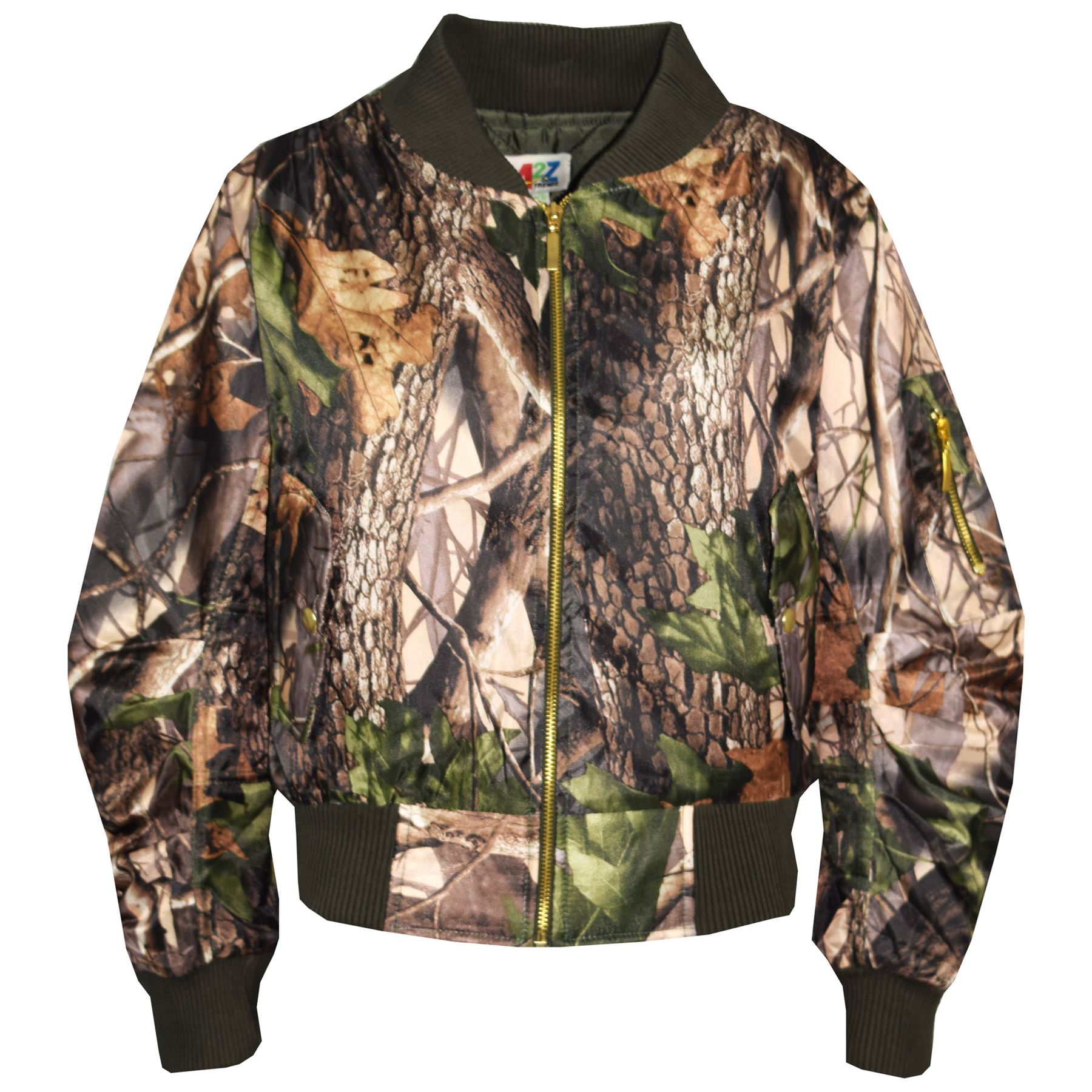 Bambini Giacca Ragazze Stampa Giungla Bomber Imbottito Zip Biker Ma 1 Cappotto