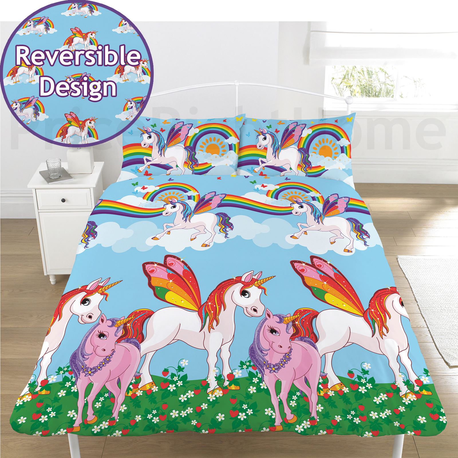 UNICORN DUVET COVER SETS KIDS GIRLS BEDDING JUNIOR, SINGLE, DOUBLE