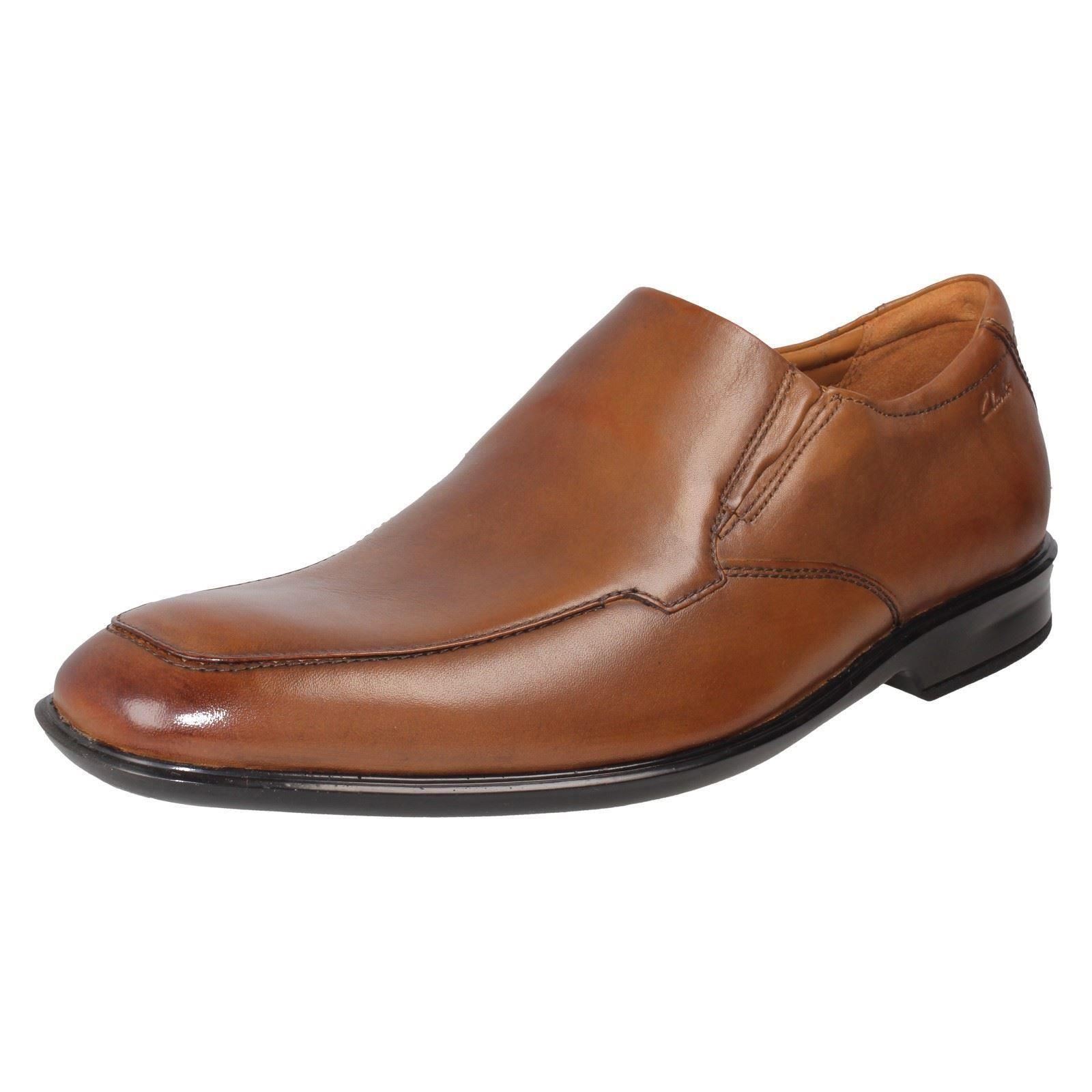 (Tan, UK 9.5) Mens Clarks Casual Slip on Shoes Bensley Step - G Fit