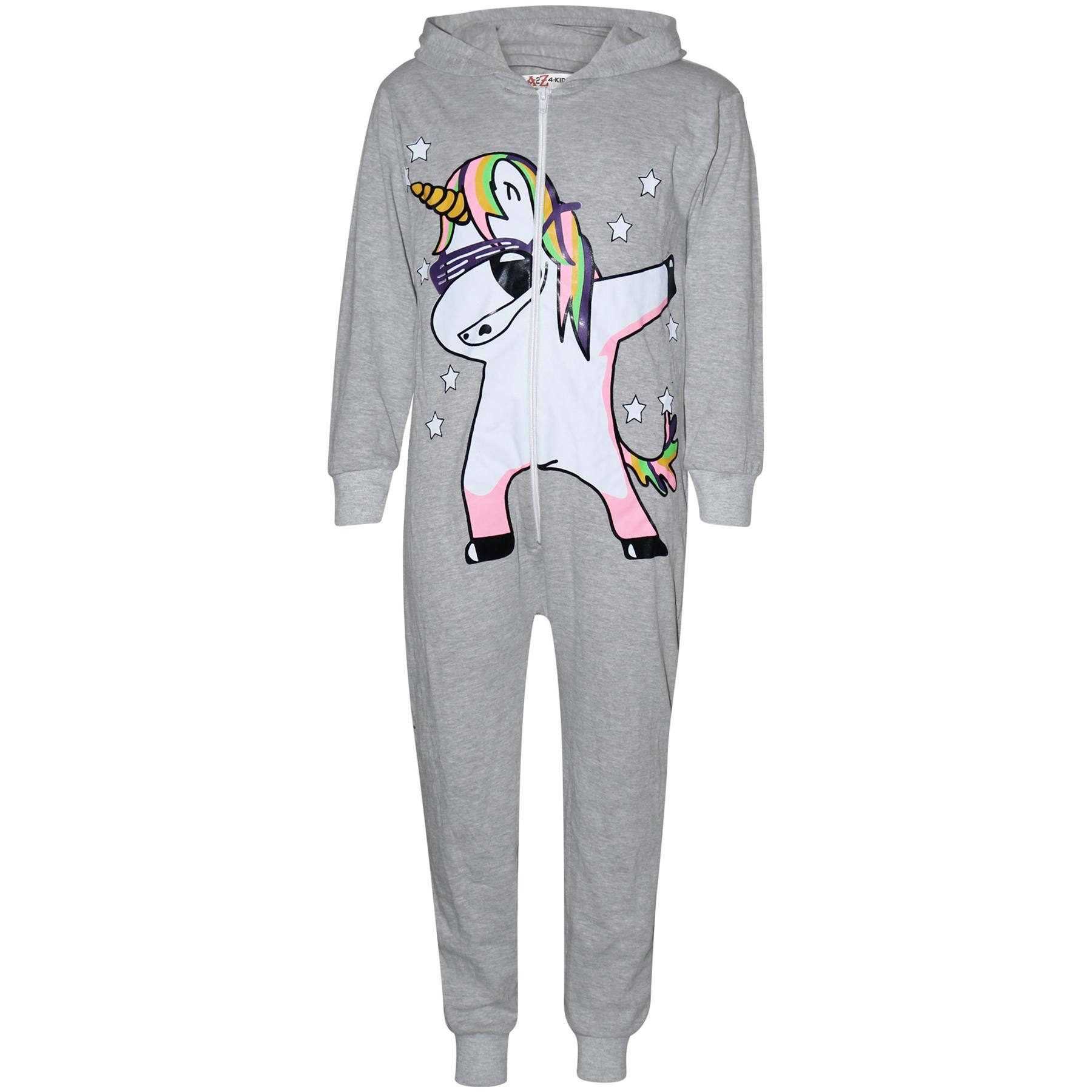Kinder Mädchen 100/% Baumwolle Einhorn DAB Pink A2Z Einteiler one piece Hausanzug