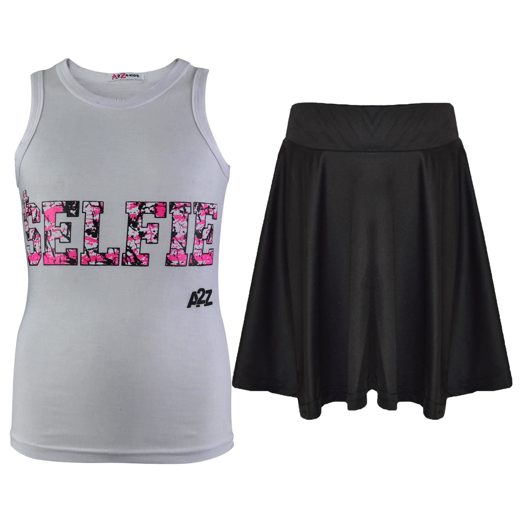 Bambine Splash Stampa Canotta & Gonna Moda Trendy Gonne 5-13 Anni bianco