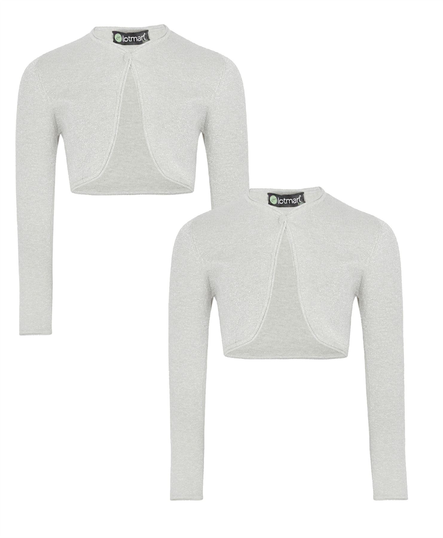 Ragazze Coprispalle Bambini Effetto Glitter Lurex Manica Lunga Bolero Set Set