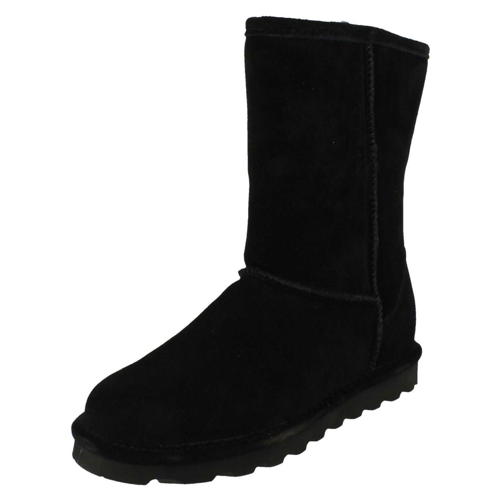 (UK 3, Black) Ladies Bearpaw Sheepskin Lined Boots Elle Short - D Fit