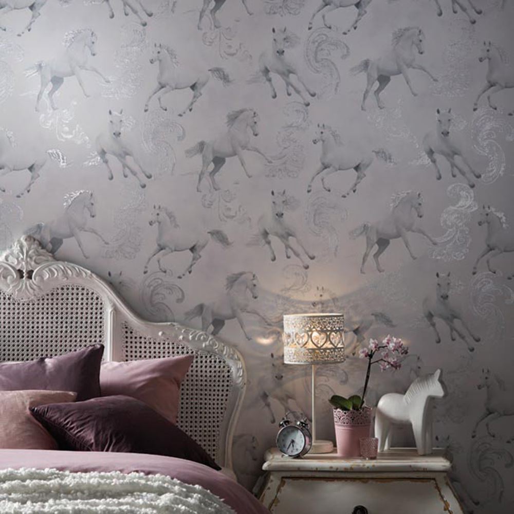 Girls chic wallpaper kids bedroom feature wall decor various designs ...
