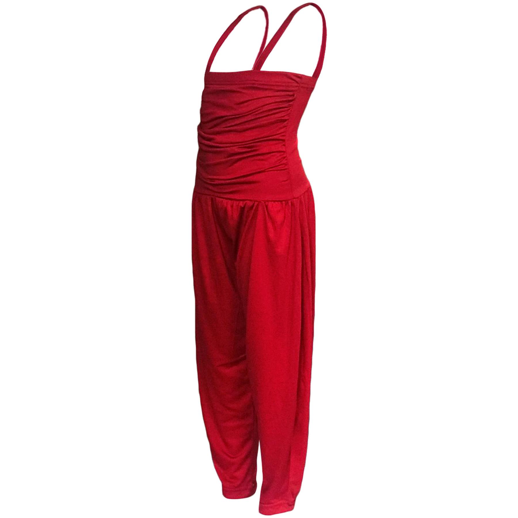 red all in one jumpsuit