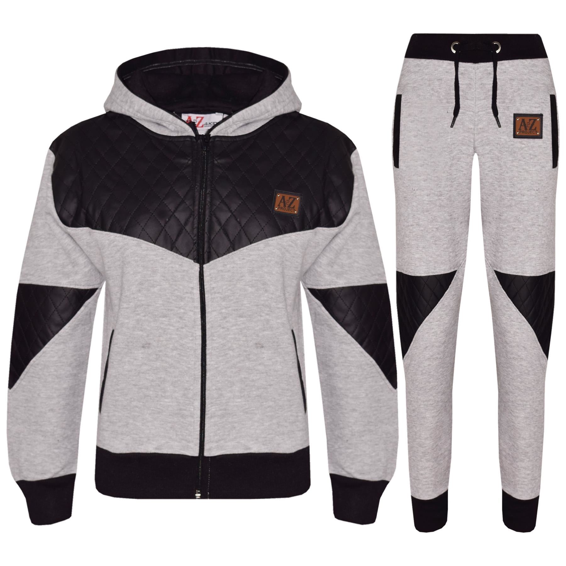 Bambini Tuta Ragazze A2Z Progetto Zip Top Fondo da Jogging 5-13 grigio