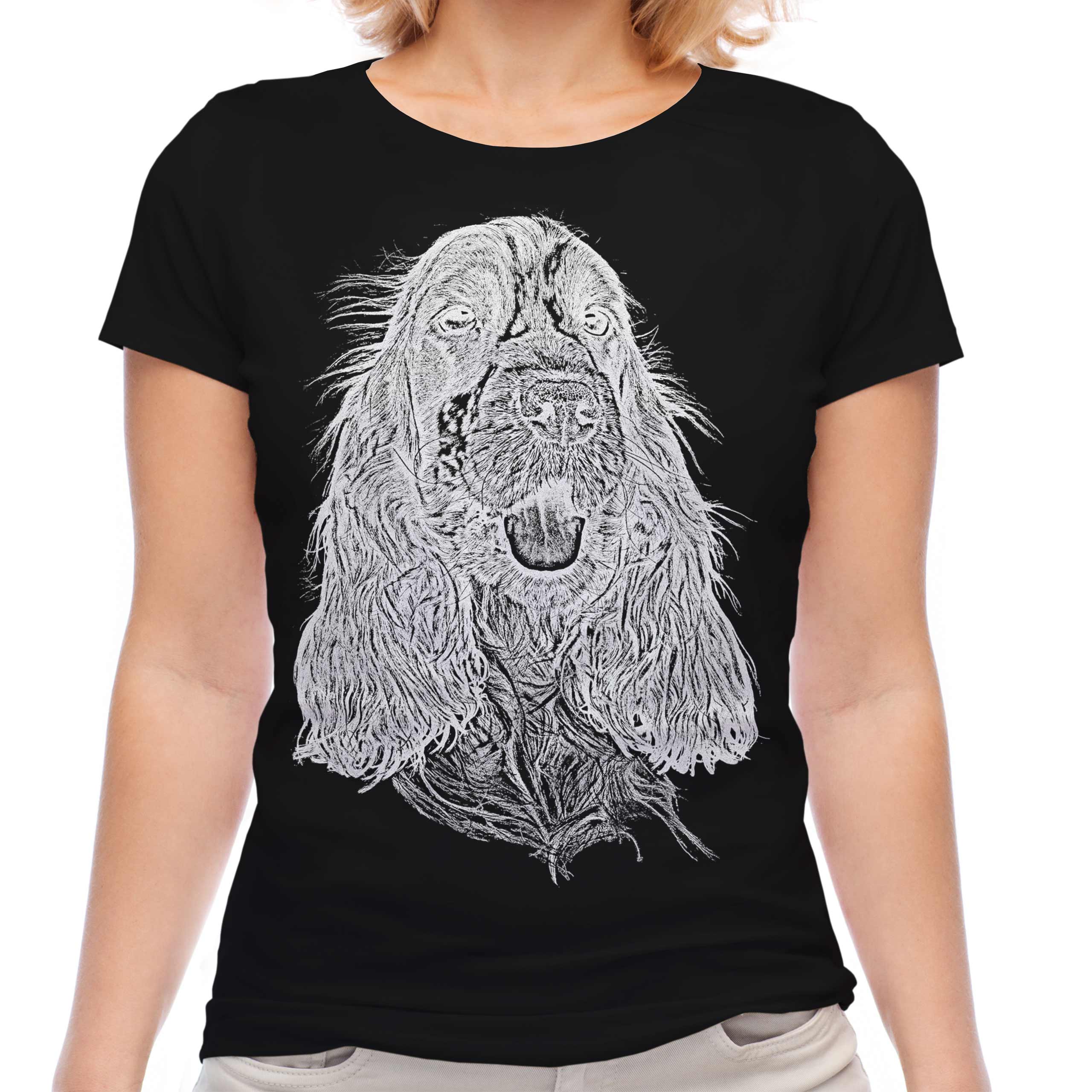 Inglese Cocker Spaniel Schizzo Donna Stampato T-Shirt Grande Dono Cane Lover - Picture 7 of 21