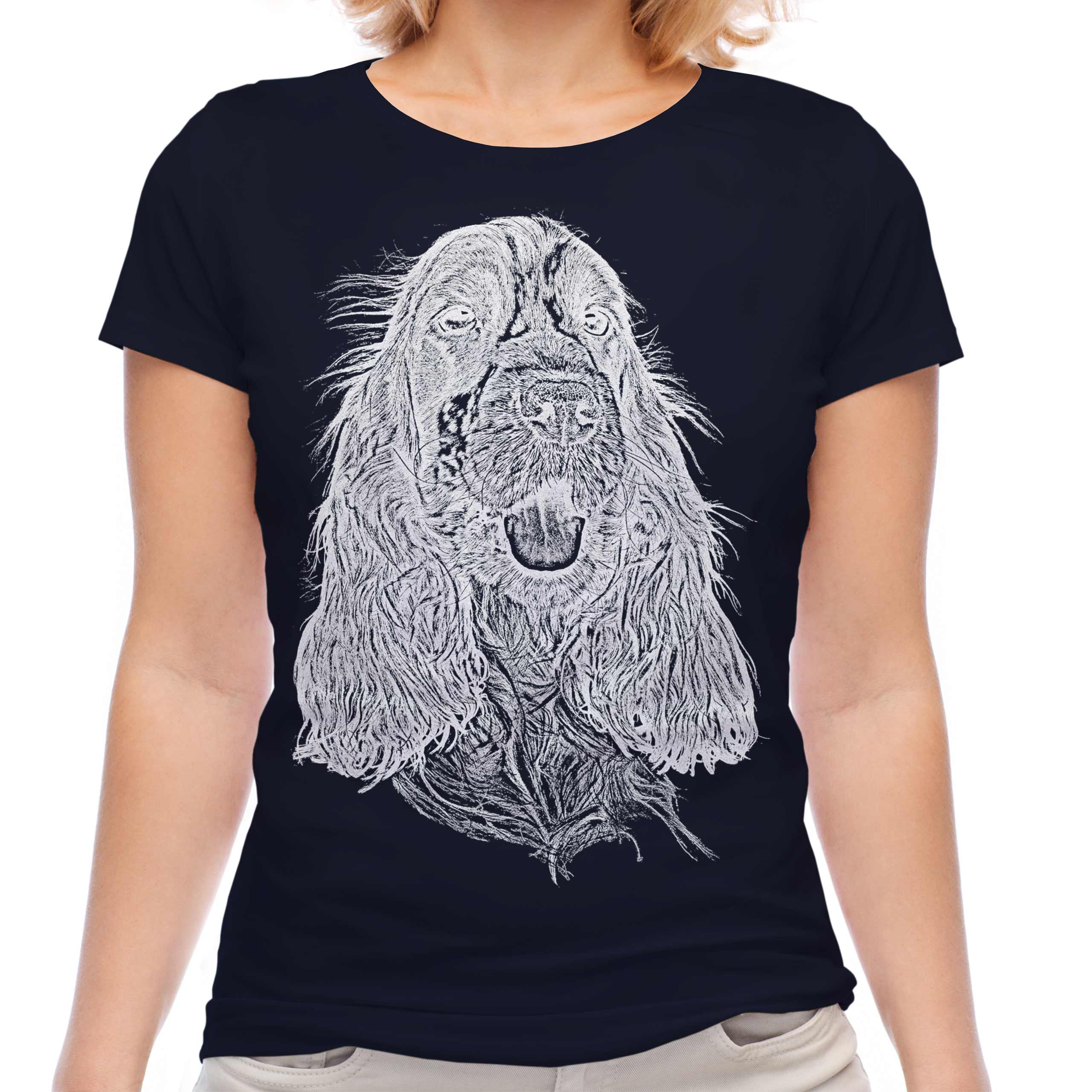 Inglese Cocker Spaniel Schizzo Donna Stampato T-Shirt Grande Dono Cane Lover - Picture 17 of 21