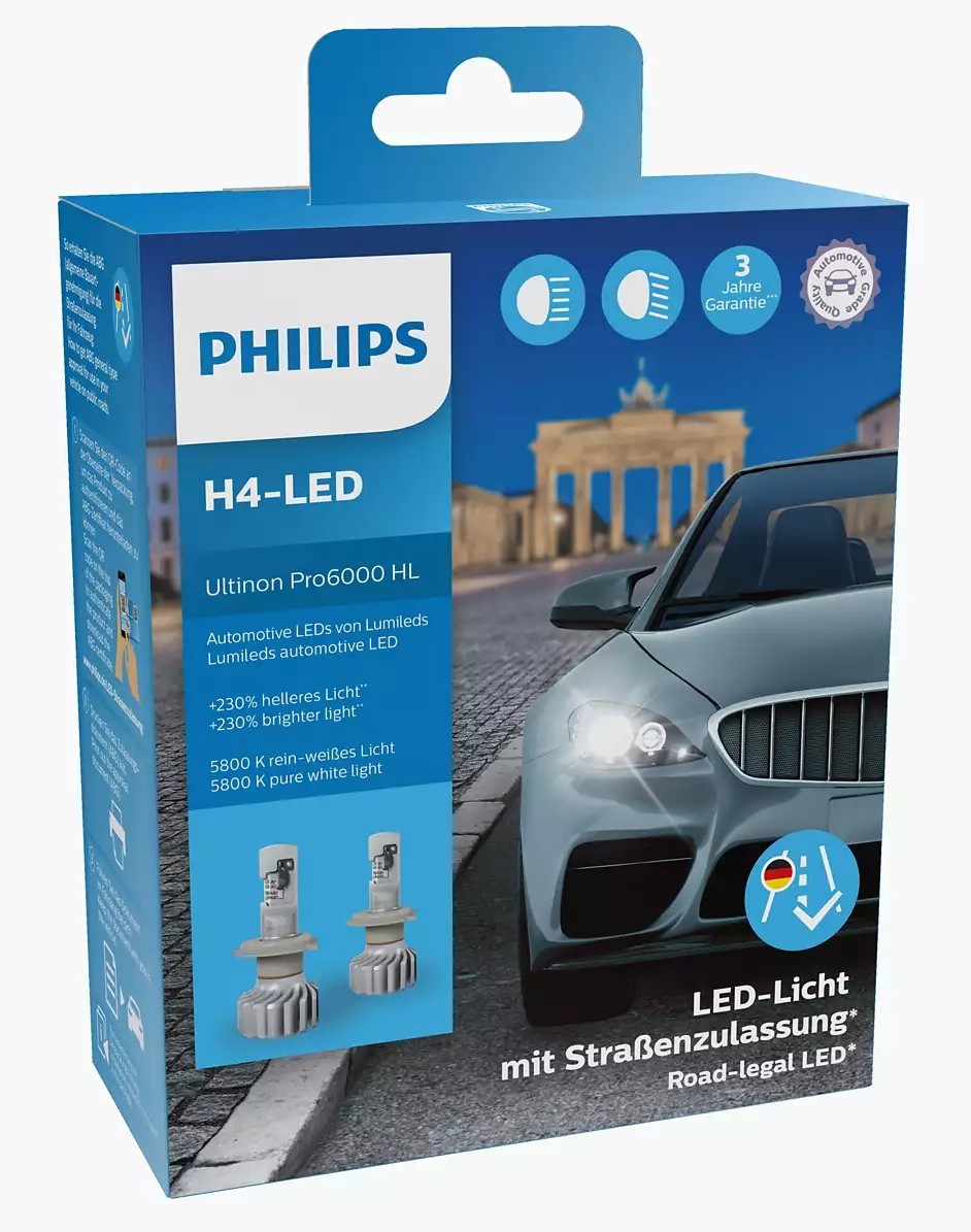 PHILIPS ULTINON PRO6000 LED H4 H7 5800K All Types Free Choice 2 Pcs 