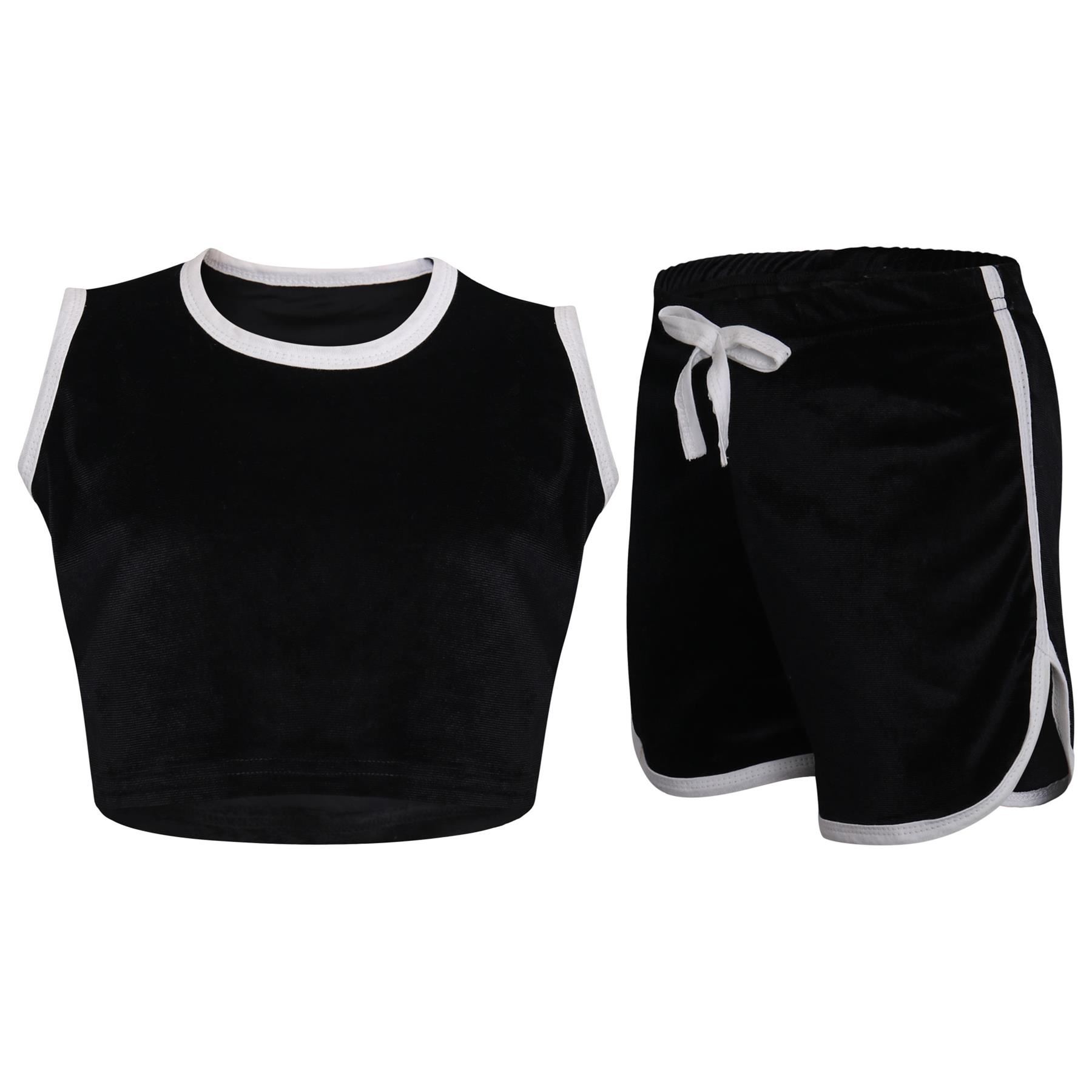 Bambine Set Pantaloncini Contrasto Registrato Velour Top & Hot Pantaloni corto