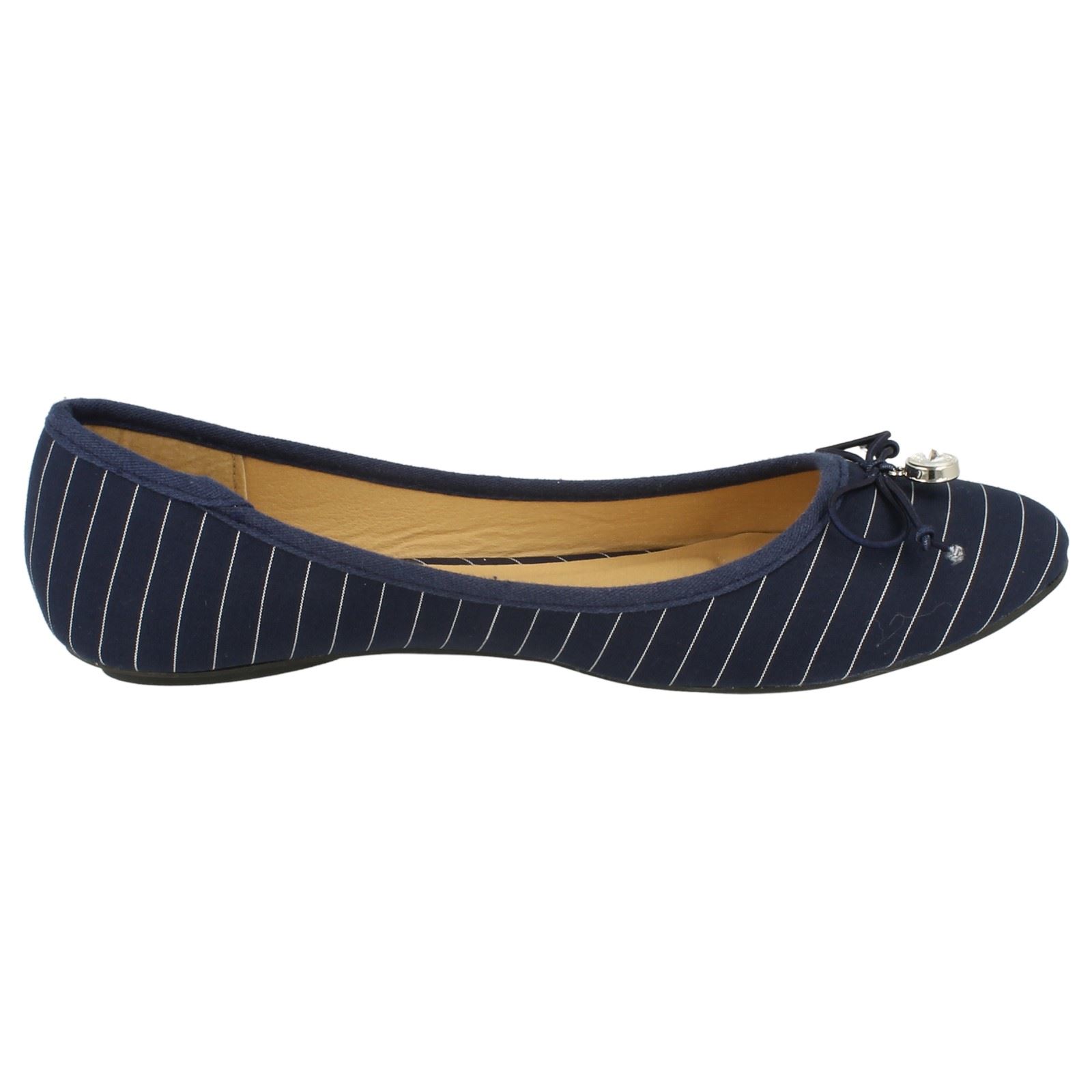 Ladies Spot On Flat Stripey Ballerina 'Pump' Ladies Spot On Flat Stripey Ballerina 'Pump'