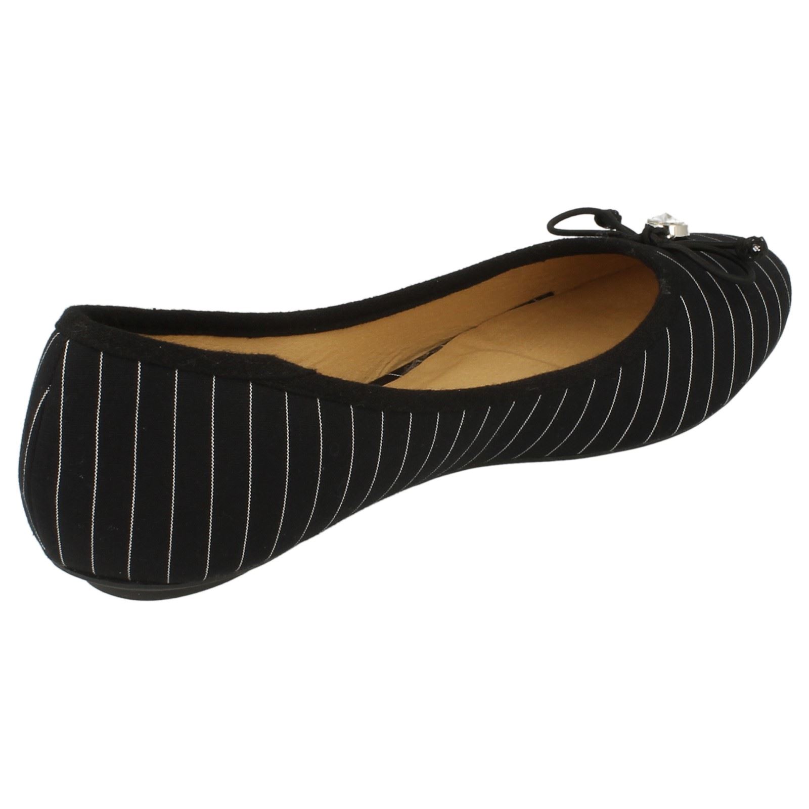Ladies Spot On Flat Stripey Ballerina 'Pump' Ladies Spot On Flat Stripey Ballerina 'Pump'